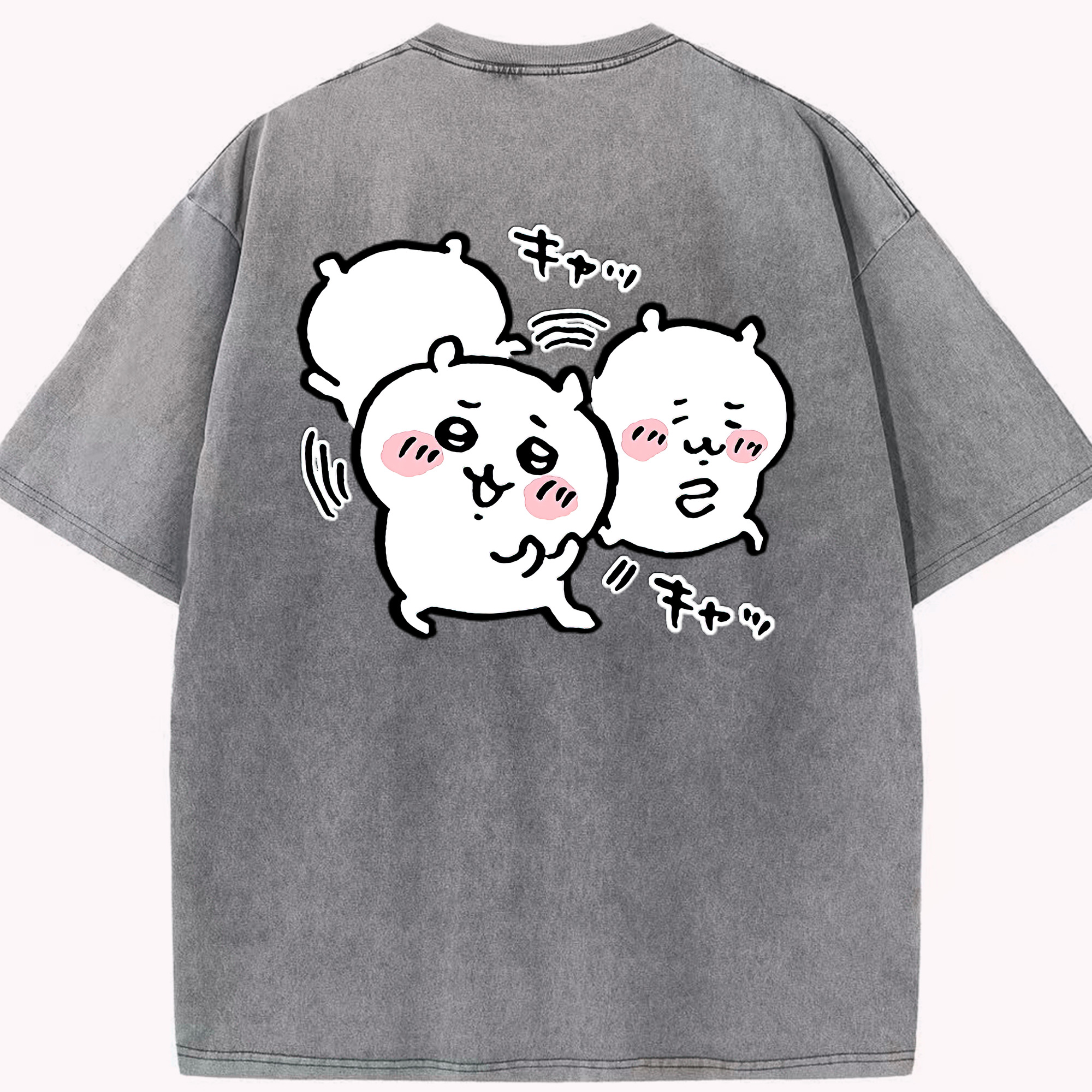 （画像用） ちいかわ ちいかわ Chii-kawa chiikawa 綿100% ヴィンテージ風 半袖Tシャツ（背面プリント）