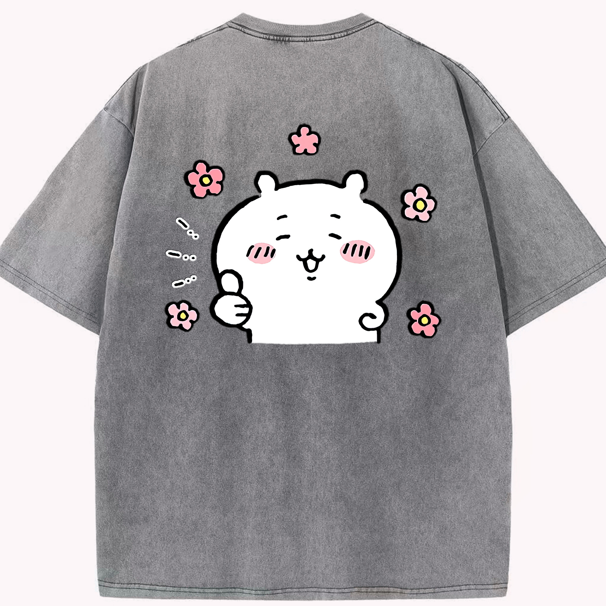 （画像用） ちいかわ ちいかわ Chii-kawa chiikawa 綿100% ヴィンテージ風 半袖Tシャツ（背面プリント）