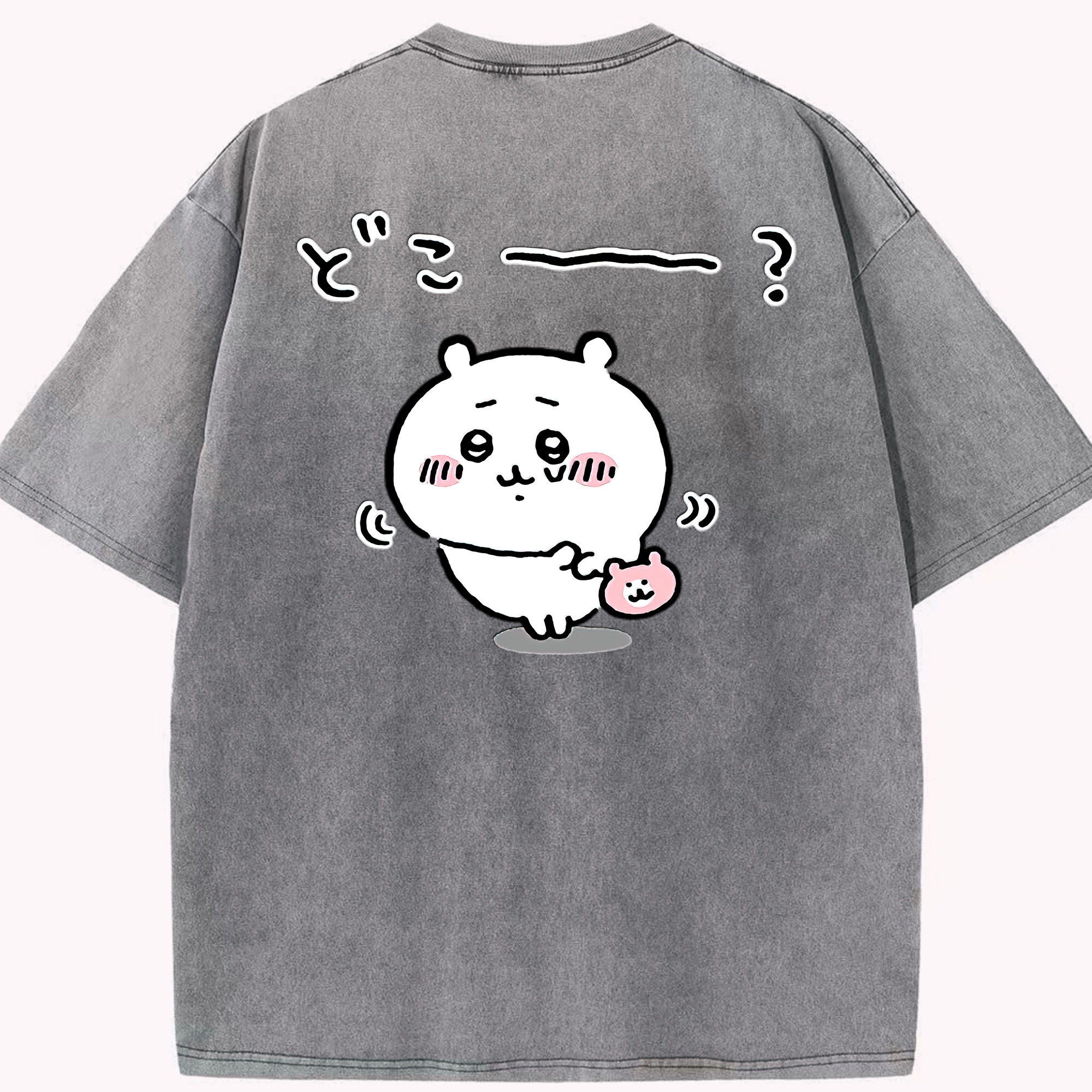 （画像用） ちいかわ ちいかわ Chii-kawa chiikawa 綿100% ヴィンテージ風 半袖Tシャツ（背面プリント）
