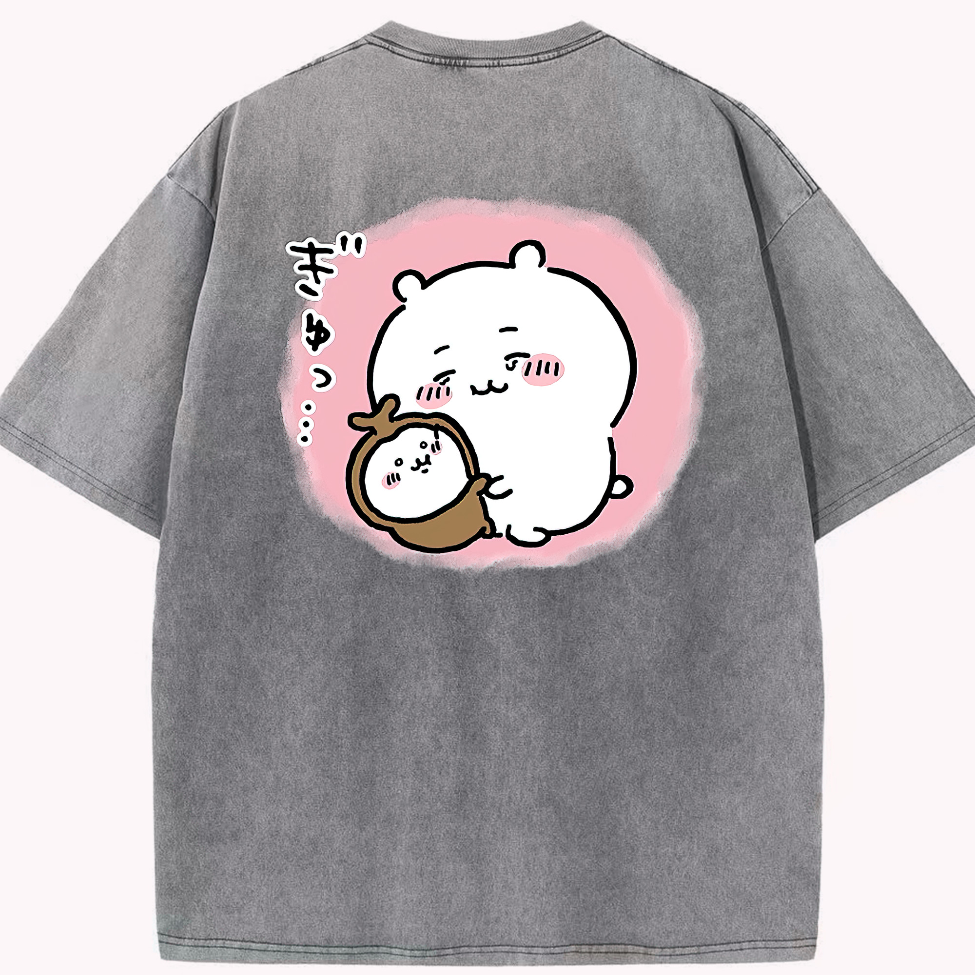 （画像用） ちいかわ ちいかわ Chii-kawa chiikawa 綿100% ヴィンテージ風 半袖Tシャツ（背面プリント）