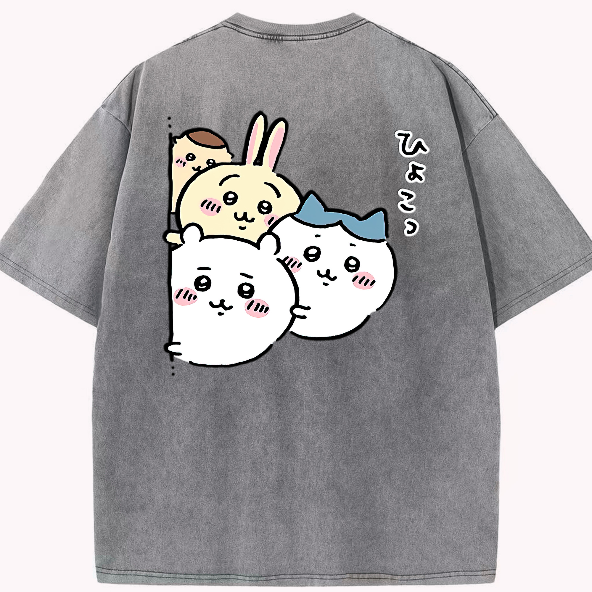 （画像用） ちいかわ ちいかわ Chii-kawa chiikawa 綿100% ヴィンテージ風 半袖Tシャツ（背面プリント）