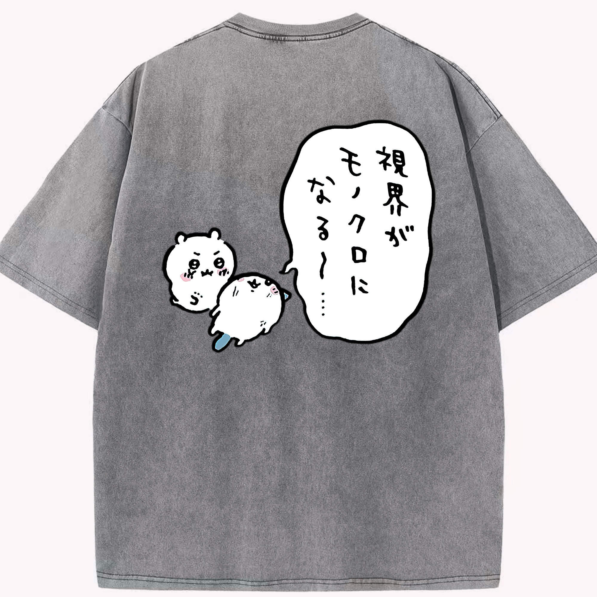 （画像用） ちいかわ ちいかわ Chii-kawa chiikawa 綿100% ヴィンテージ風 半袖Tシャツ（背面プリント）