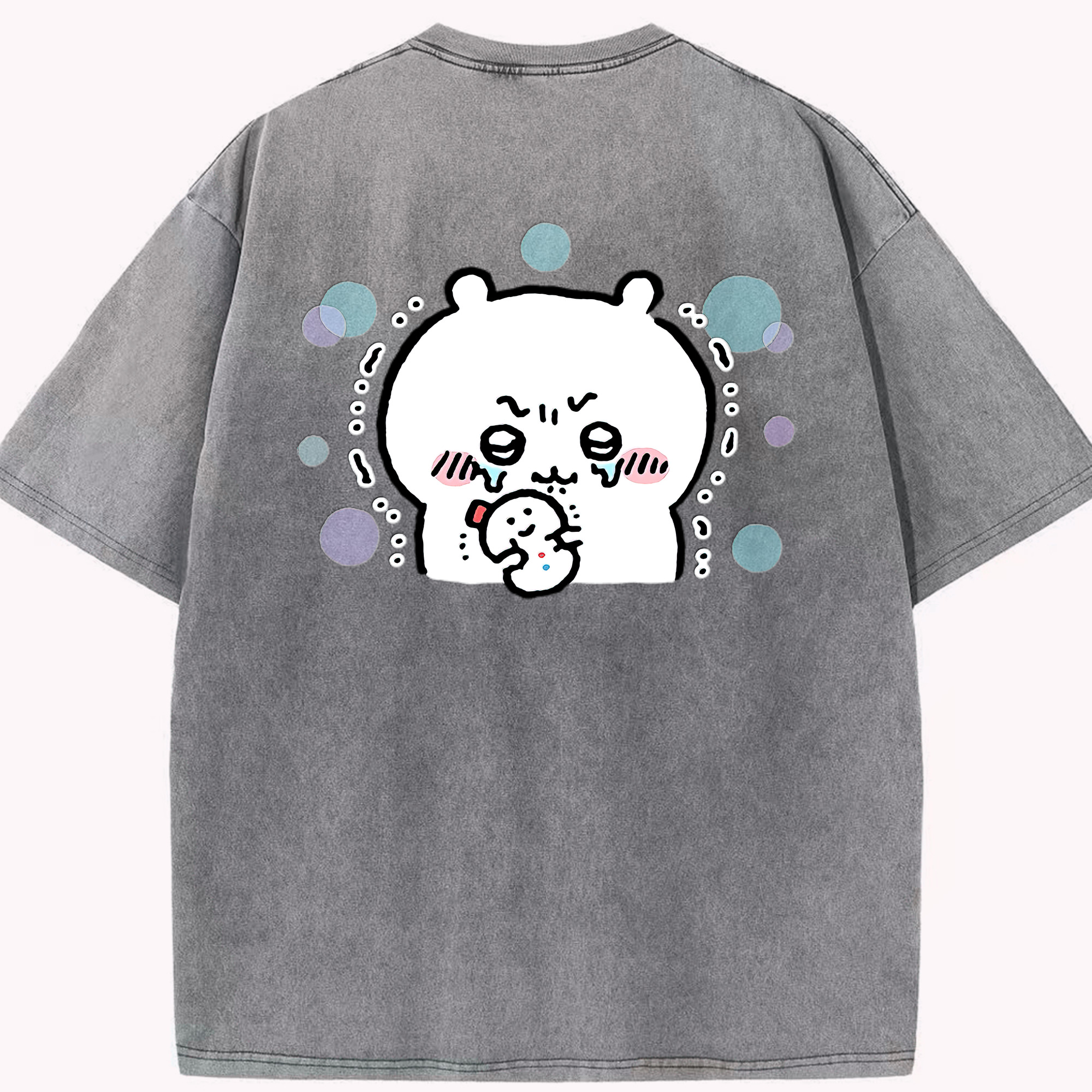 （画像用） ちいかわ ちいかわ Chii-kawa chiikawa 綿100% ヴィンテージ風 半袖Tシャツ（背面プリント）