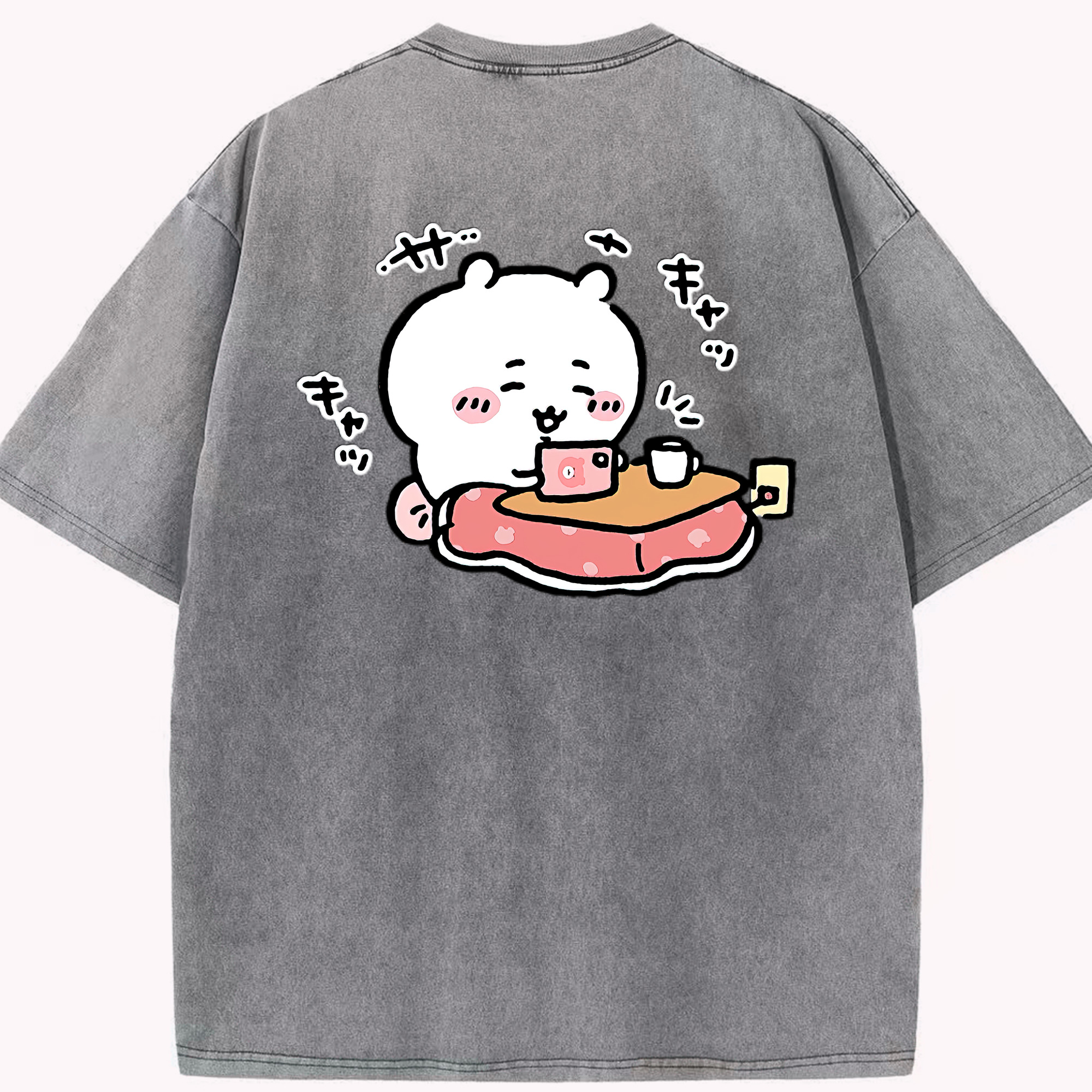 （画像用） ちいかわ ちいかわ Chii-kawa chiikawa 綿100% ヴィンテージ風 半袖Tシャツ（背面プリント）