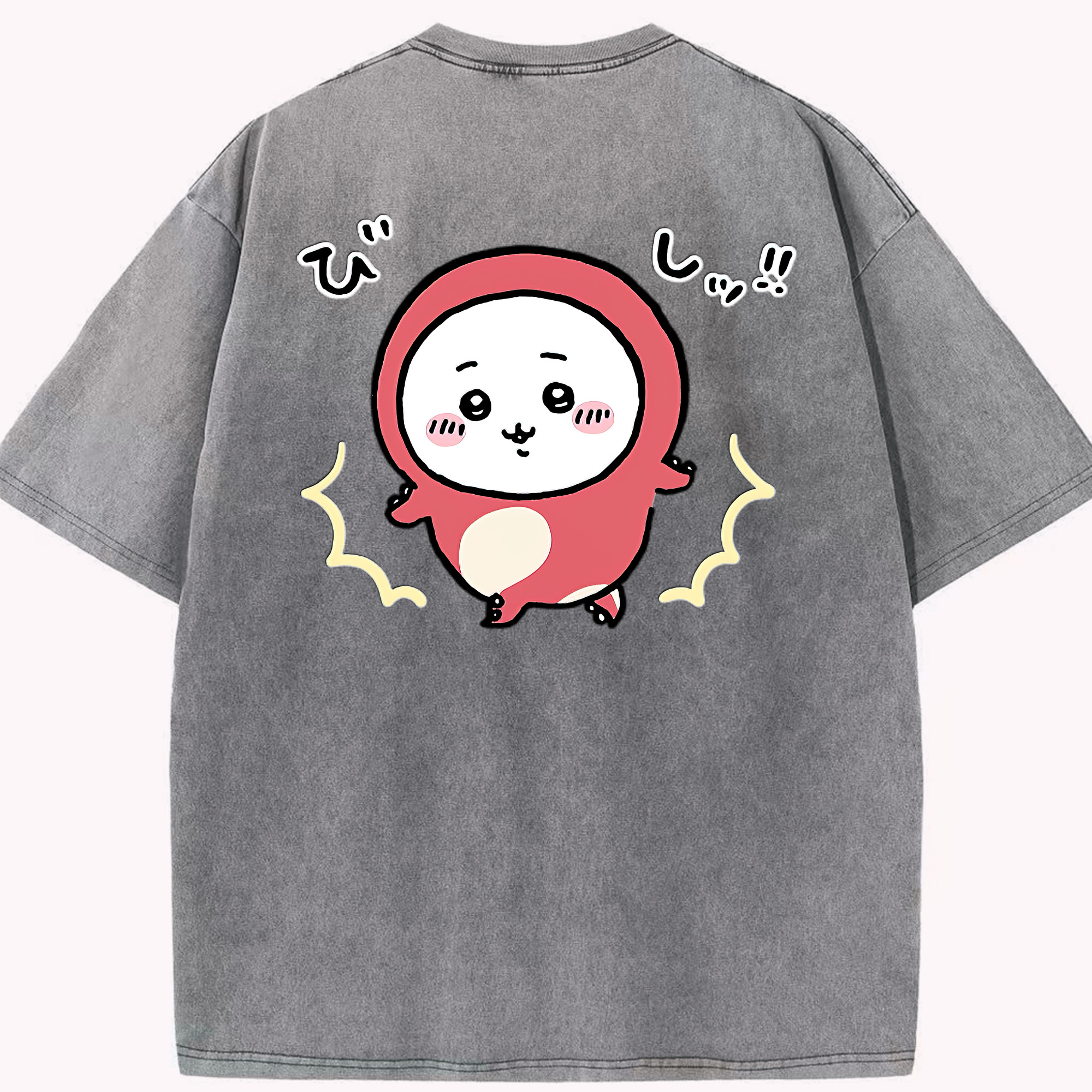 （画像用） ちいかわ ちいかわ Chii-kawa chiikawa 綿100% ヴィンテージ風 半袖Tシャツ（背面プリント）