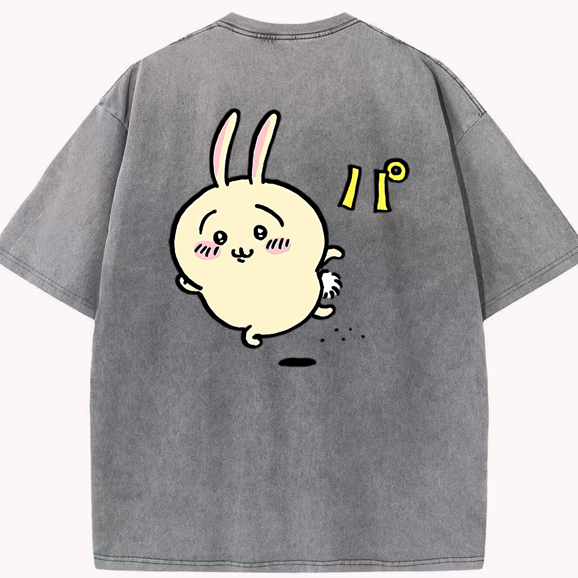 （画像用） ちいかわ うさぎ Chii-kawa usagi 綿100% ヴィンテージ風 半袖Tシャツ（背面プリント）