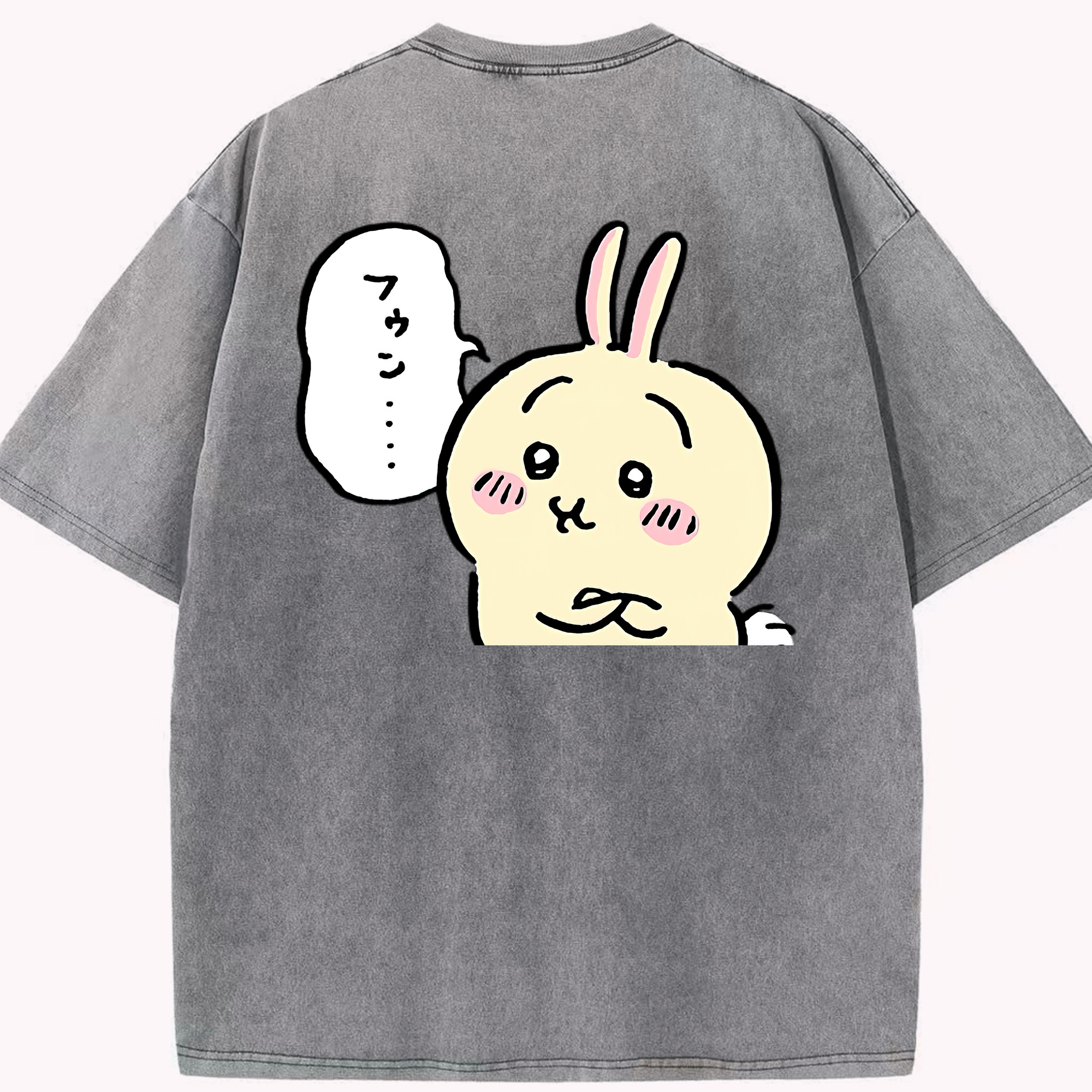 （画像用） ちいかわ うさぎ Chii-kawa usagi 綿100% ヴィンテージ風 半袖Tシャツ（背面プリント）