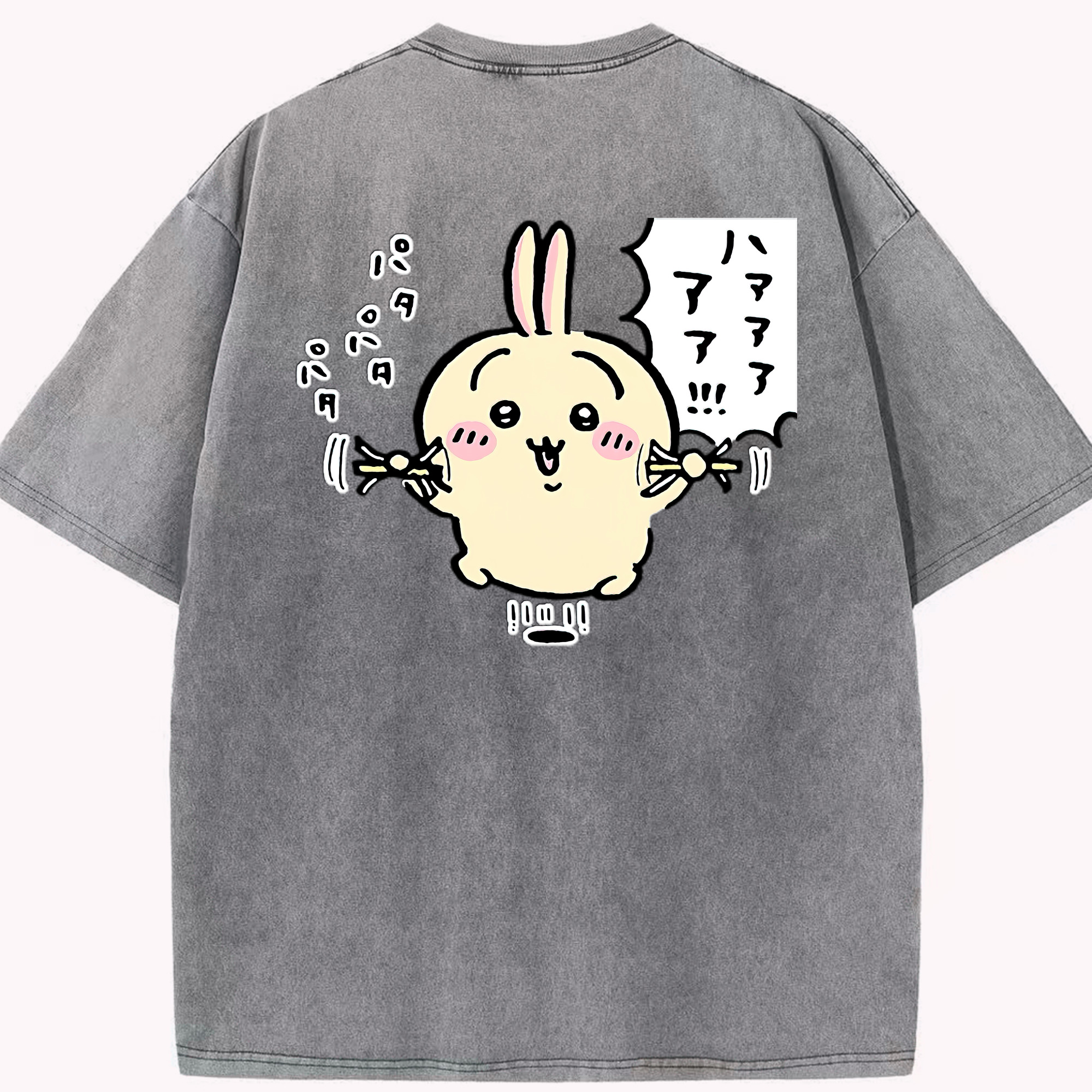 （画像用） ちいかわ うさぎ Chii-kawa usagi 綿100% ヴィンテージ風 半袖Tシャツ（背面プリント）