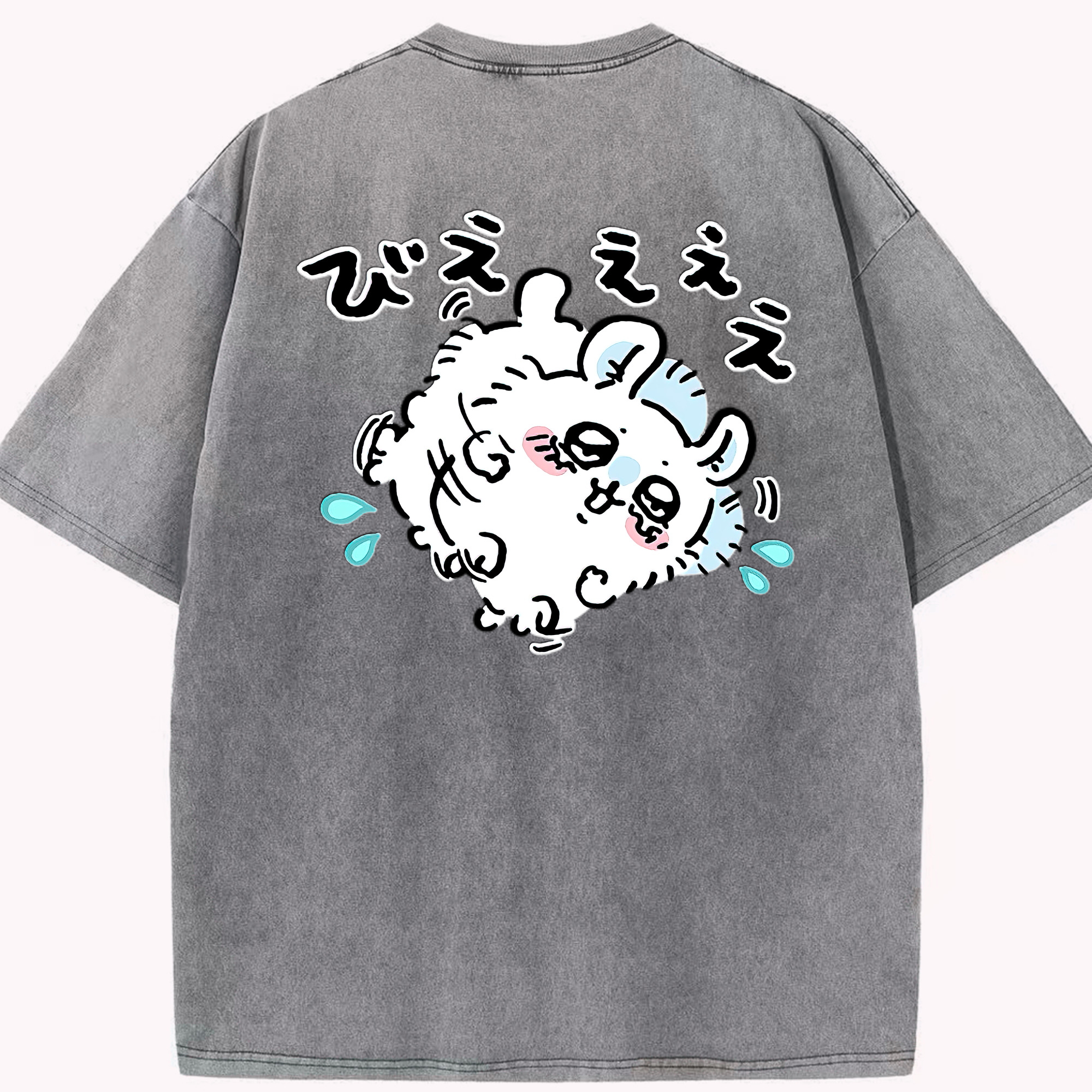 （画像用） ちいかわ モモンガ Chii-kawa Momonga 綿100% ヴィンテージ風 半袖Tシャツ（背面プリント）