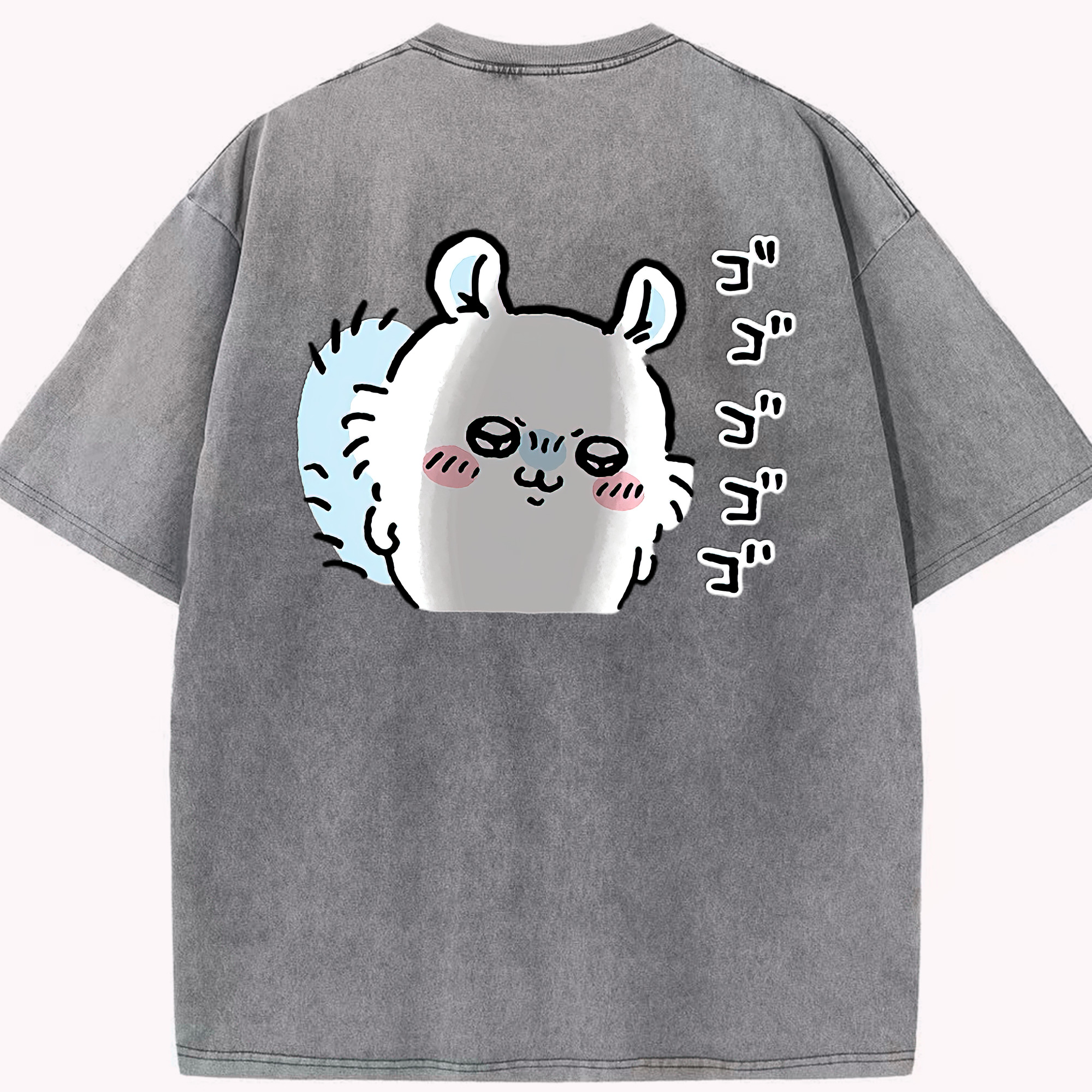 （画像用） ちいかわ モモンガ Chii-kawa Momonga 綿100% ヴィンテージ風 半袖Tシャツ（背面プリント）