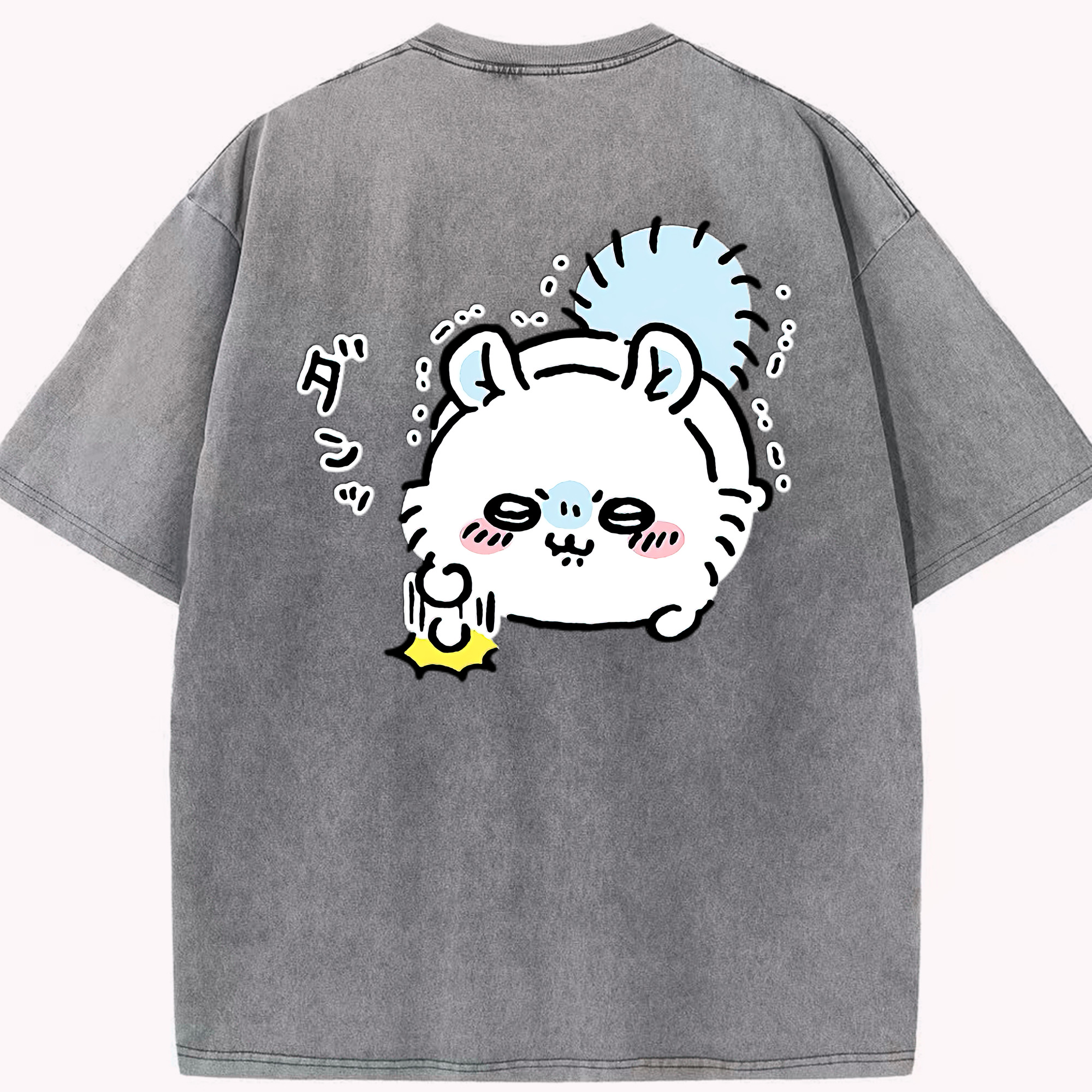 （画像用） ちいかわ モモンガ Chii-kawa Momonga 綿100% ヴィンテージ風 半袖Tシャツ（背面プリント）