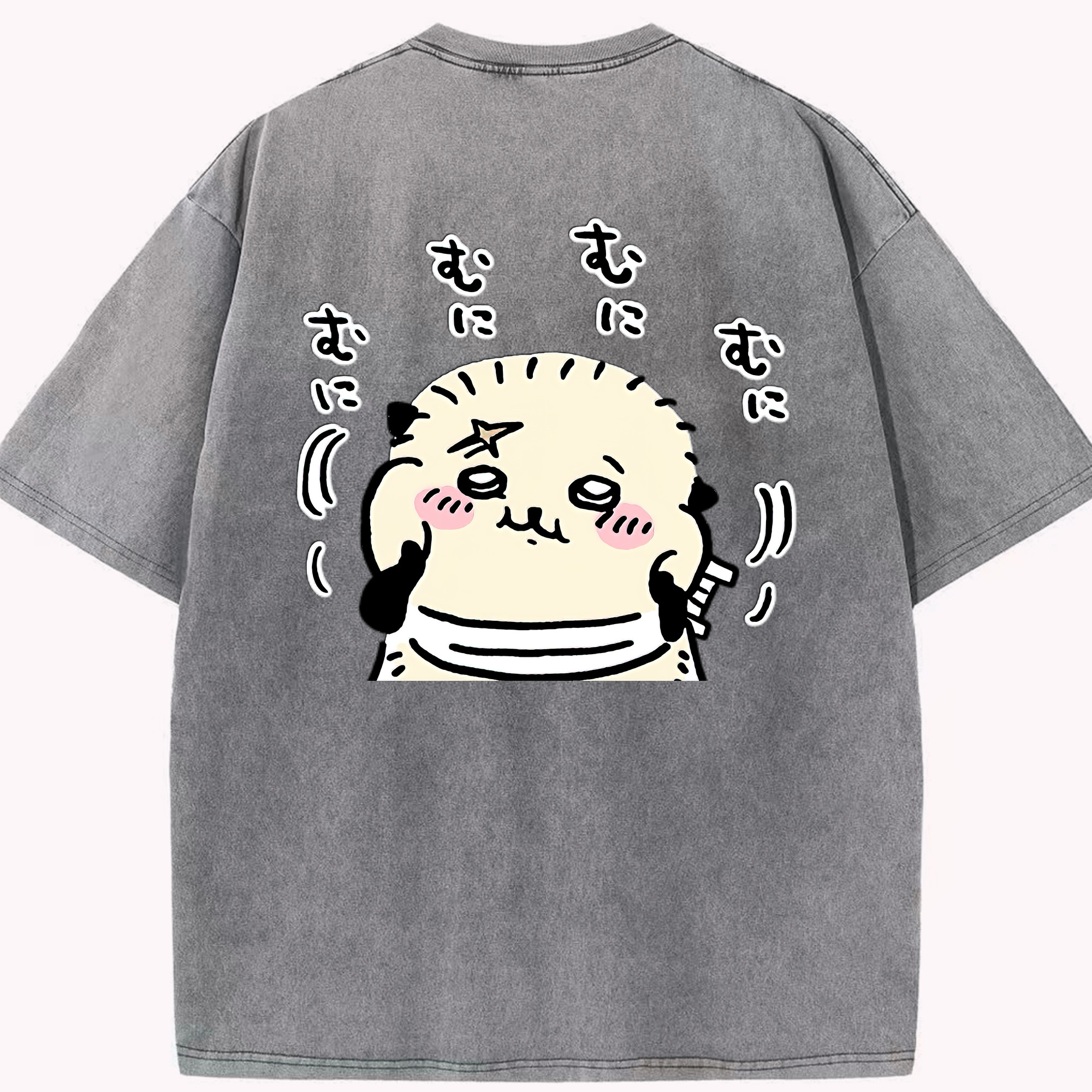 （画像用） ちいかわ ラッコ Chii-kawa Sea otter 綿100% ヴィンテージ風 半袖Tシャツ（背面プリント）