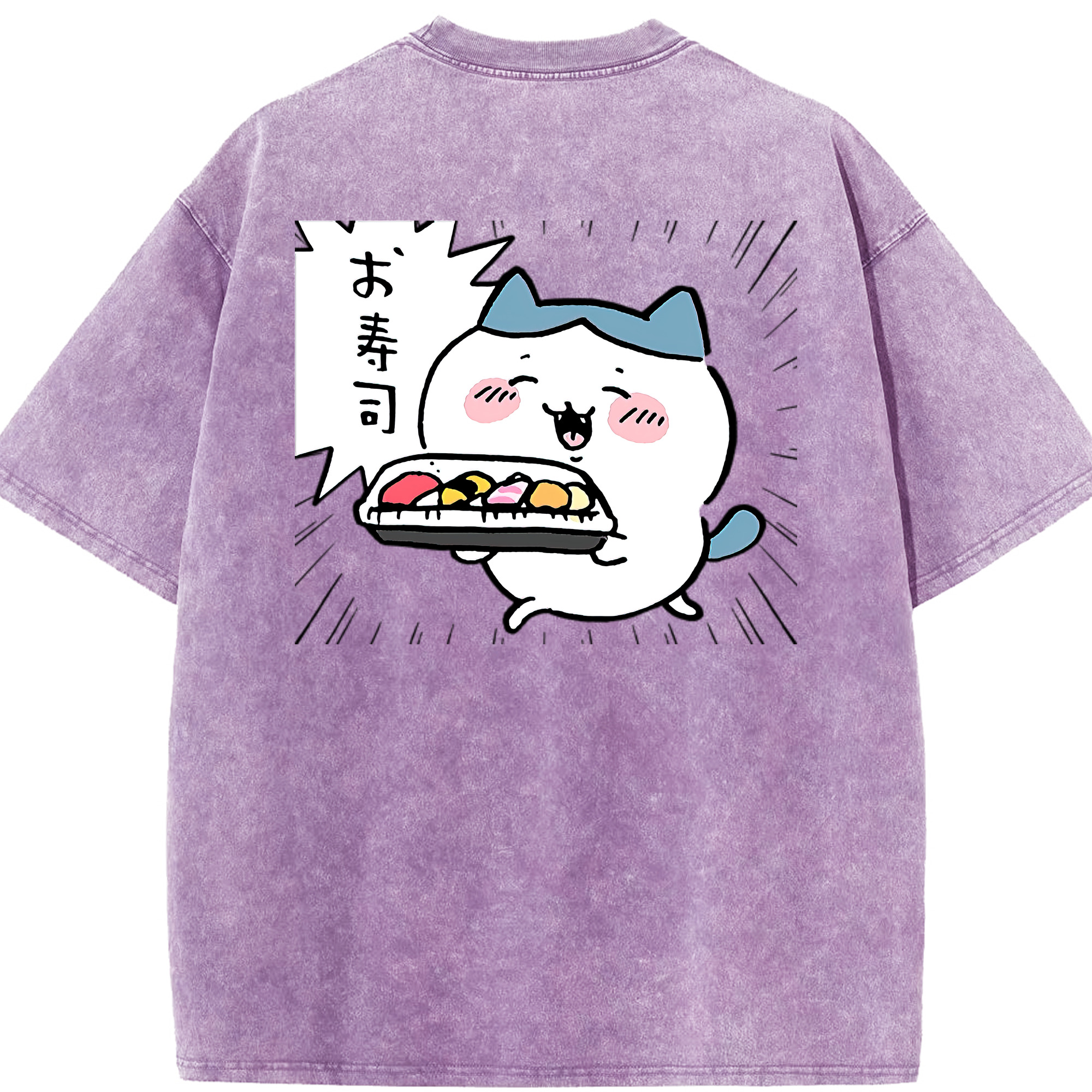 （画像用） ちいかわ ハチワレ Chii-kawa hachiware 綿100% ヴィンテージ風 半袖Tシャツ（背面プリント）