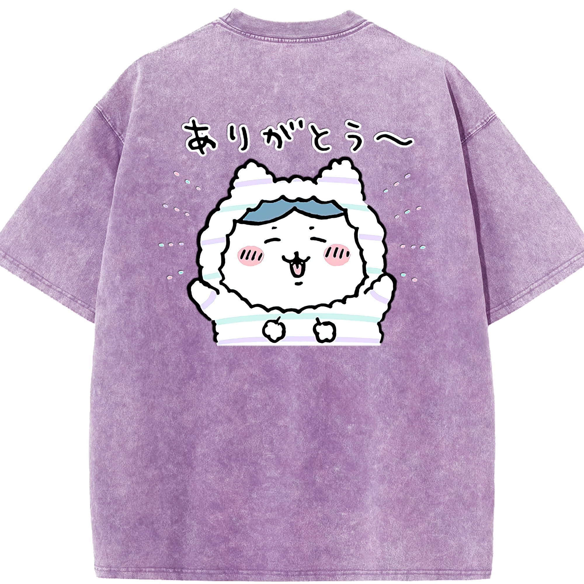 （画像用） ちいかわ ハチワレ Chii-kawa hachiware 綿100% ヴィンテージ風 半袖Tシャツ（背面プリント）