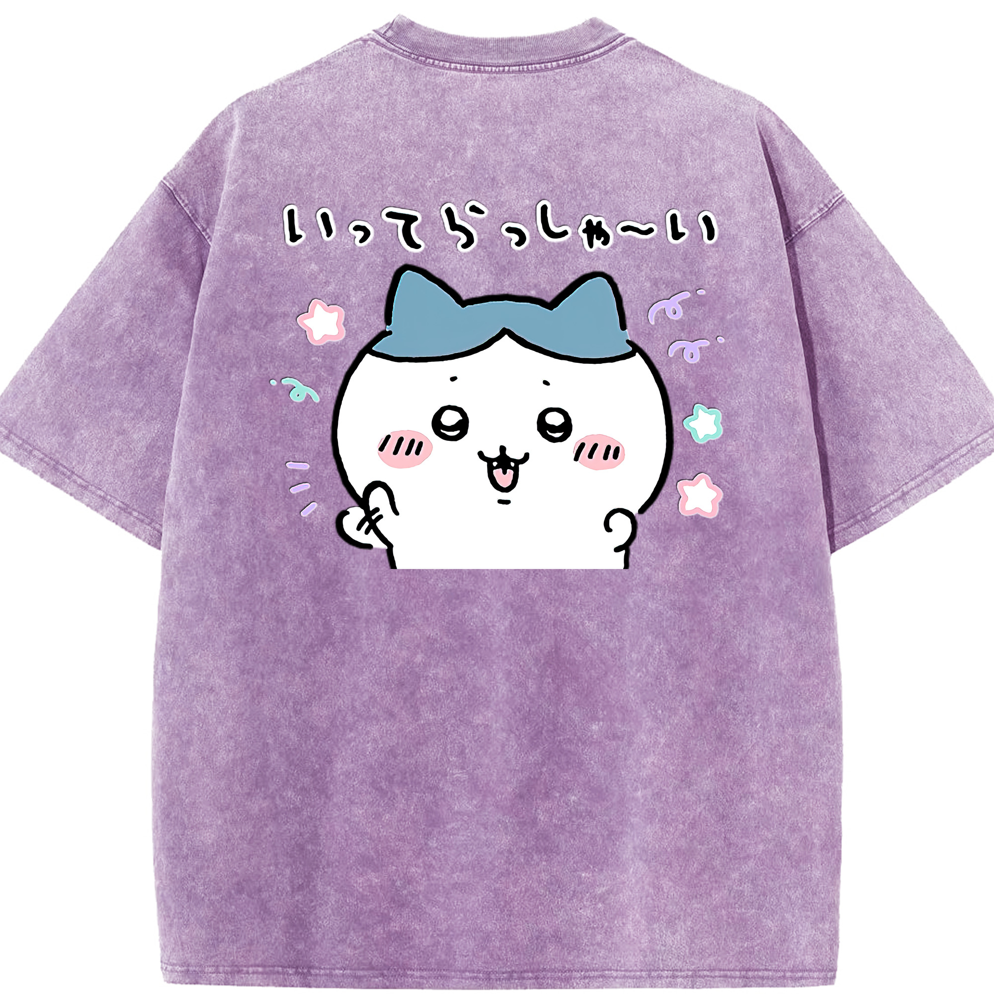 （画像用） ちいかわ ハチワレ Chii-kawa hachiware 綿100% ヴィンテージ風 半袖Tシャツ（背面プリント）
