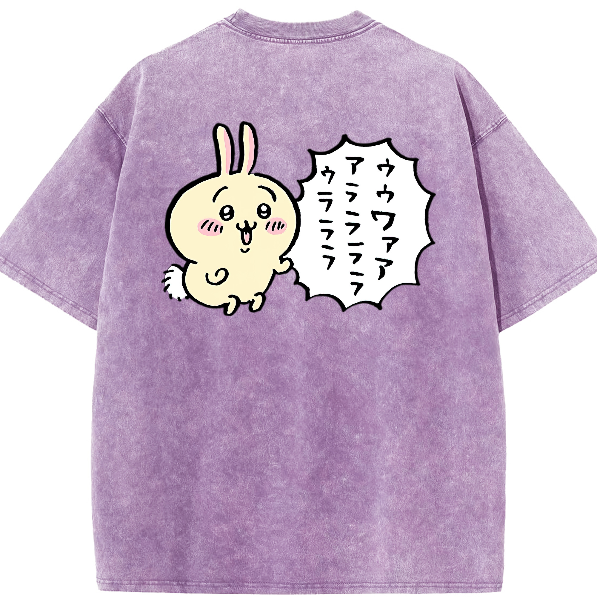 （画像用） ちいかわ うさぎ Chii-kawa usagi 綿100% ヴィンテージ風 半袖Tシャツ（背面プリント）