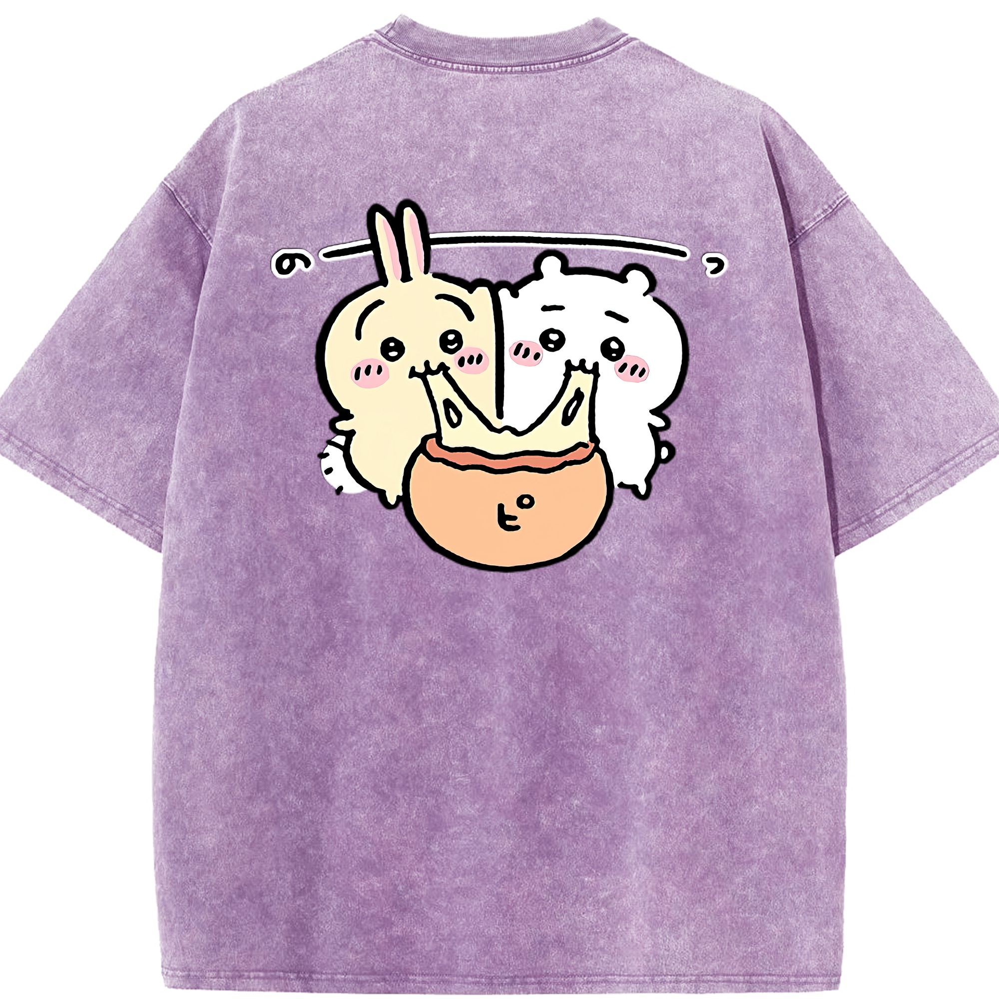 （画像用） ちいかわ うさぎ Chii-kawa usagi 綿100% ヴィンテージ風 半袖Tシャツ（背面プリント）