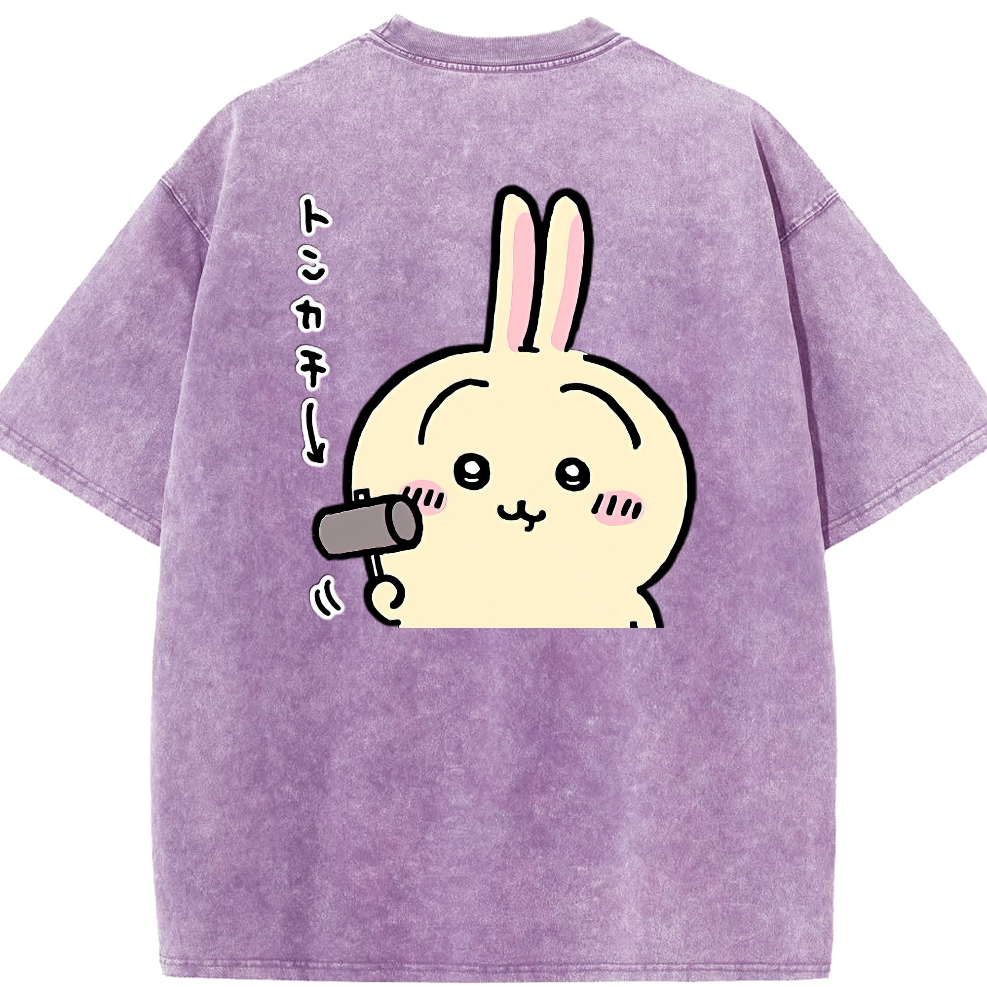（画像用） ちいかわ うさぎ Chii-kawa usagi 綿100% ヴィンテージ風 半袖Tシャツ（背面プリント）