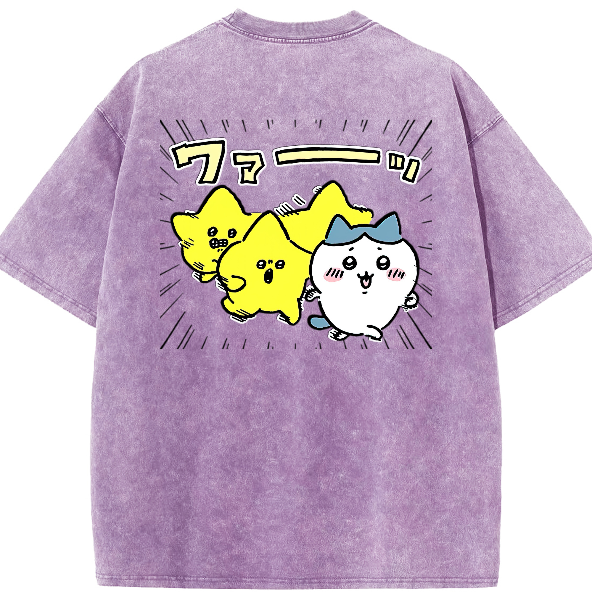 （画像用） ちいかわ 流れ星 Chii-kawa Shooting star 綿100% ヴィンテージ風 半袖Tシャツ（背面プリント）