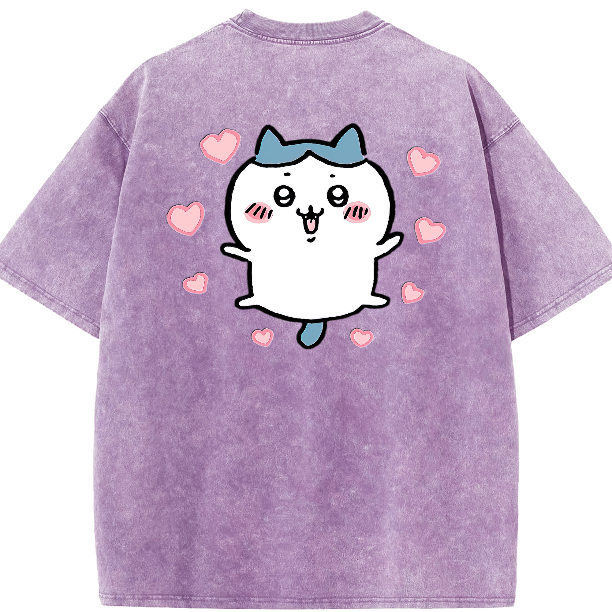 （画像用） ちいかわ ハチワレ Chii-kawa hachiware 綿100% ヴィンテージ風 半袖Tシャツ（背面プリント）