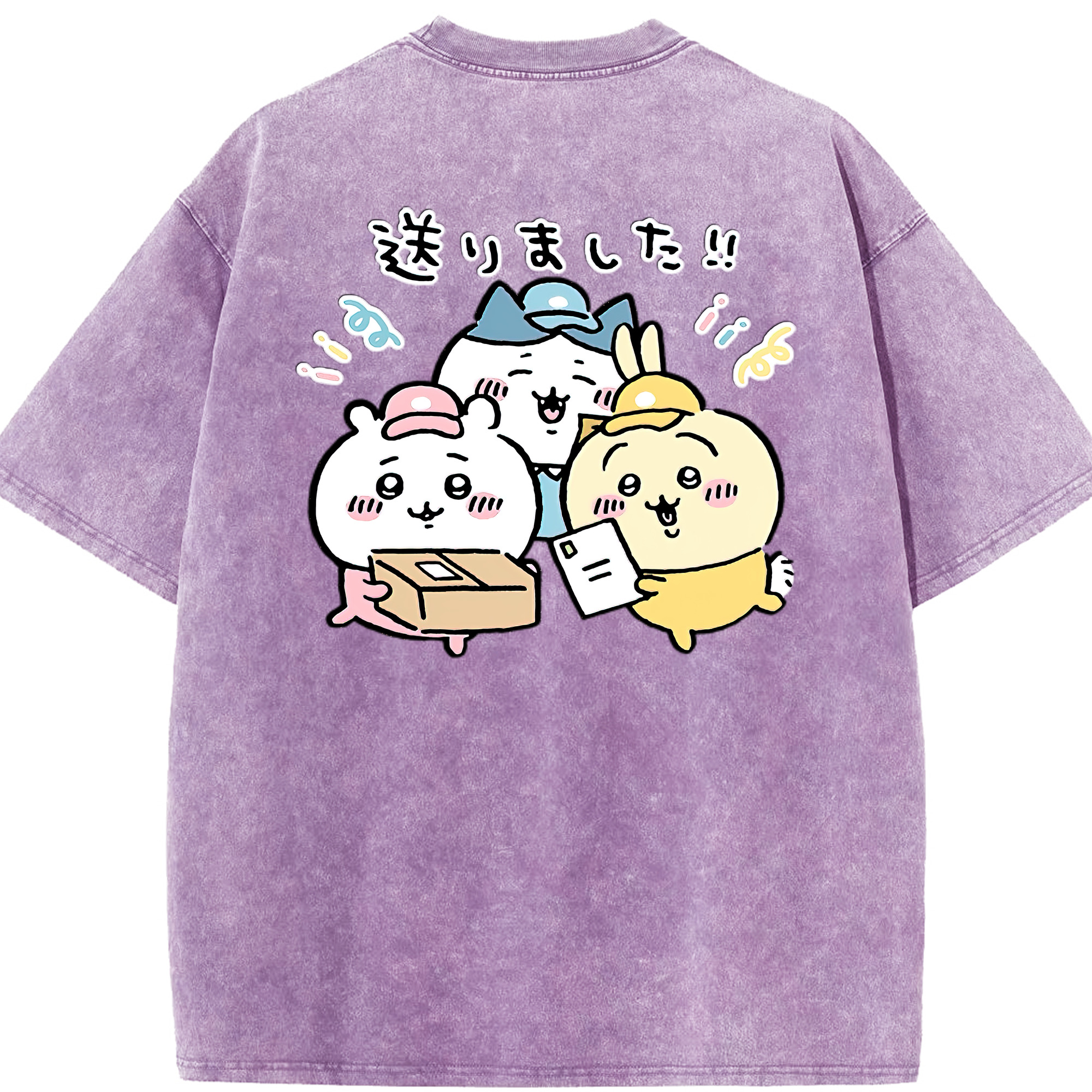 （画像用） ちいかわ ハチワレ Chii-kawa hachiware 綿100% ヴィンテージ風 半袖Tシャツ（背面プリント）