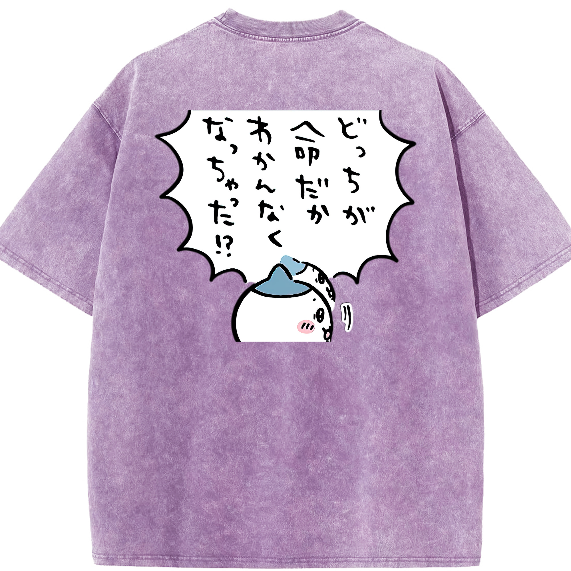 （画像用） ちいかわ ハチワレ Chii-kawa hachiware 綿100% ヴィンテージ風 半袖Tシャツ（背面プリント）