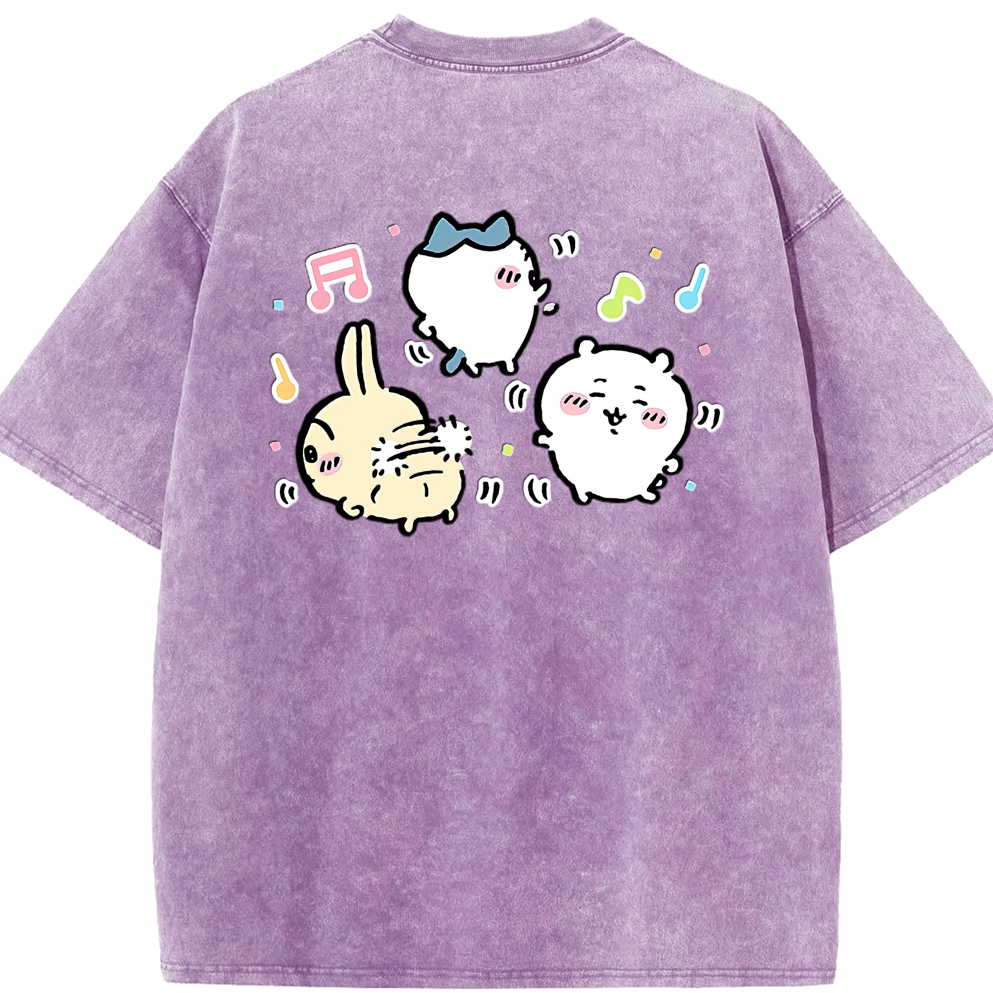 （画像用） ちいかわ うさぎ Chii-kawa usagi 綿100% ヴィンテージ風 半袖Tシャツ（背面プリント）