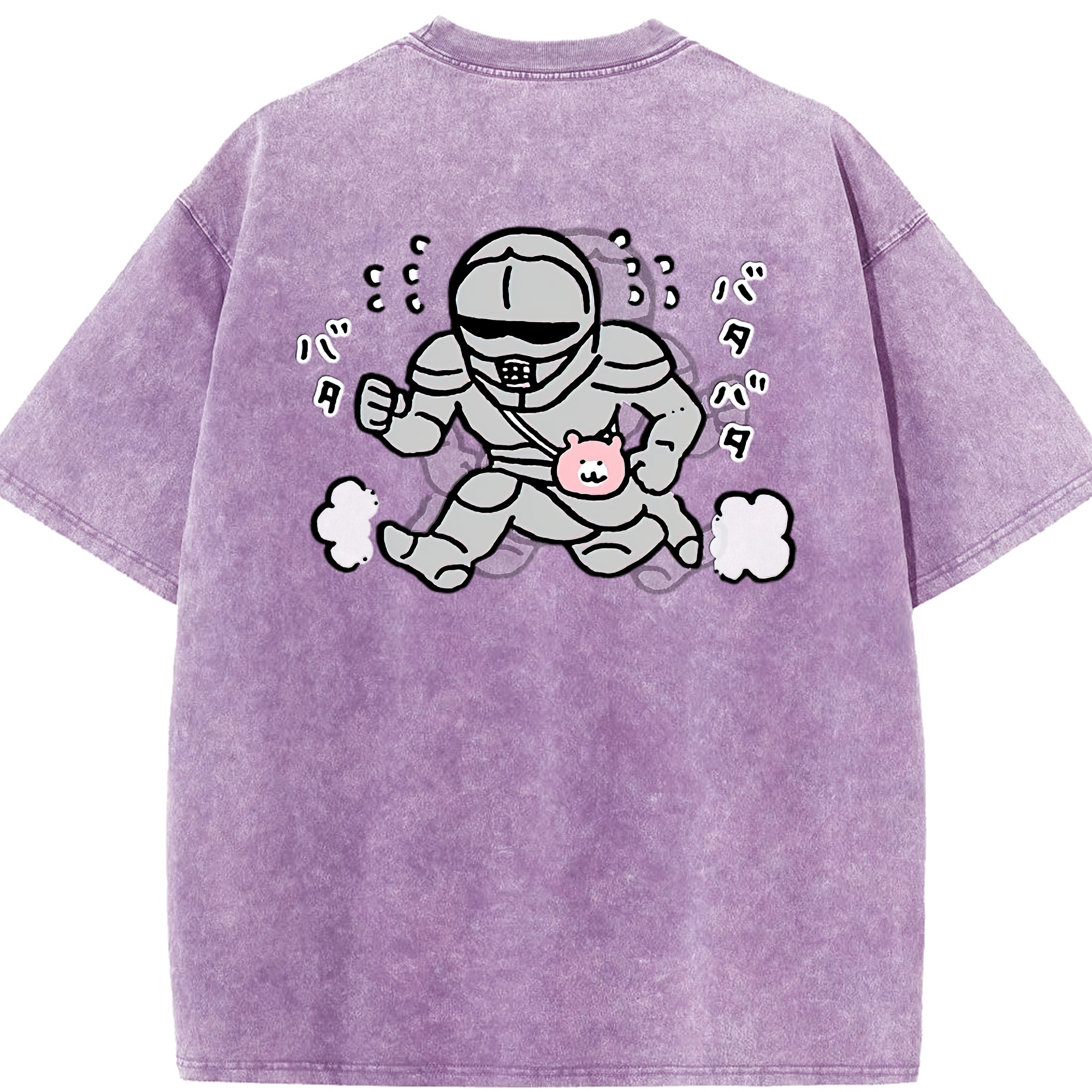 （画像用） ちいかわ 労働の鎧さん Chii-kawa Mr. Armor of Labor 綿100% ヴィンテージ風 半袖Tシャツ（背面プリント）