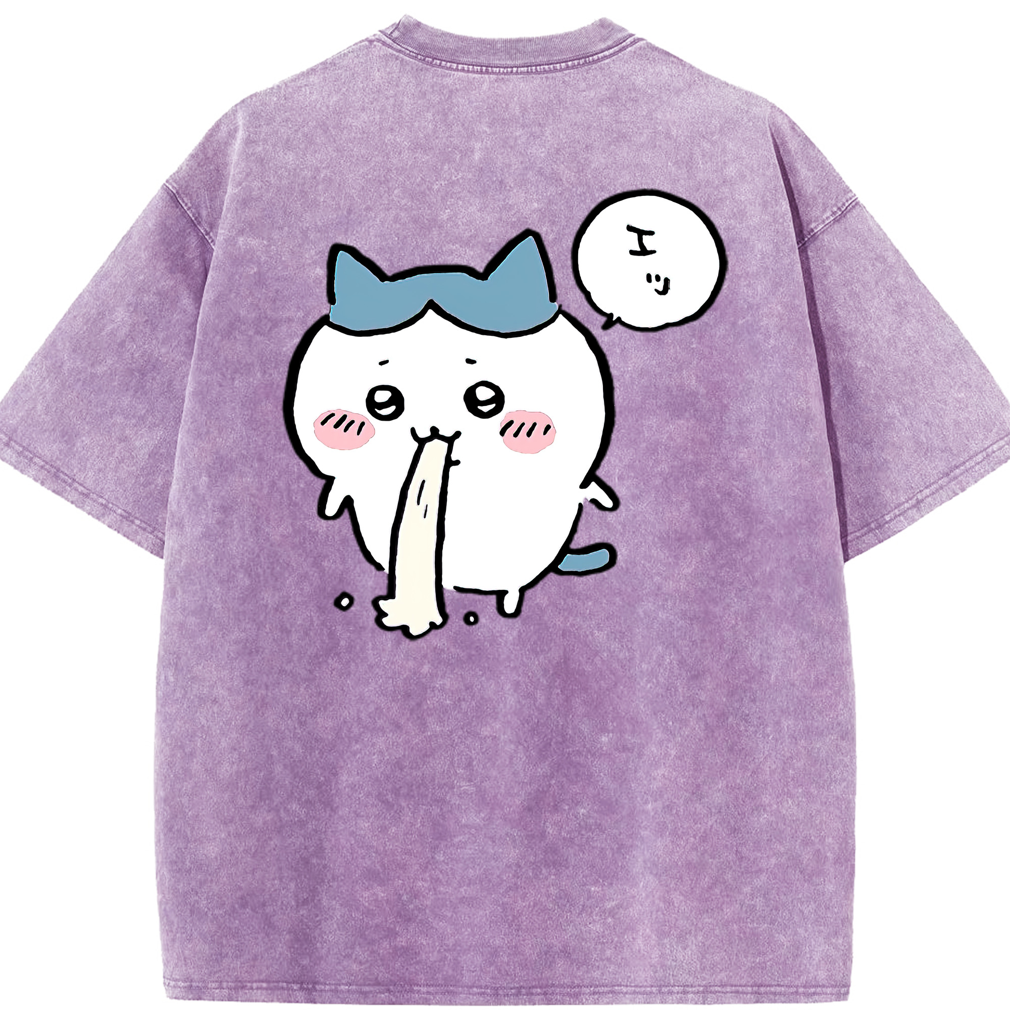 （画像用） ちいかわ ハチワレ Chii-kawa hachiware 綿100% ヴィンテージ風 半袖Tシャツ（背面プリント）