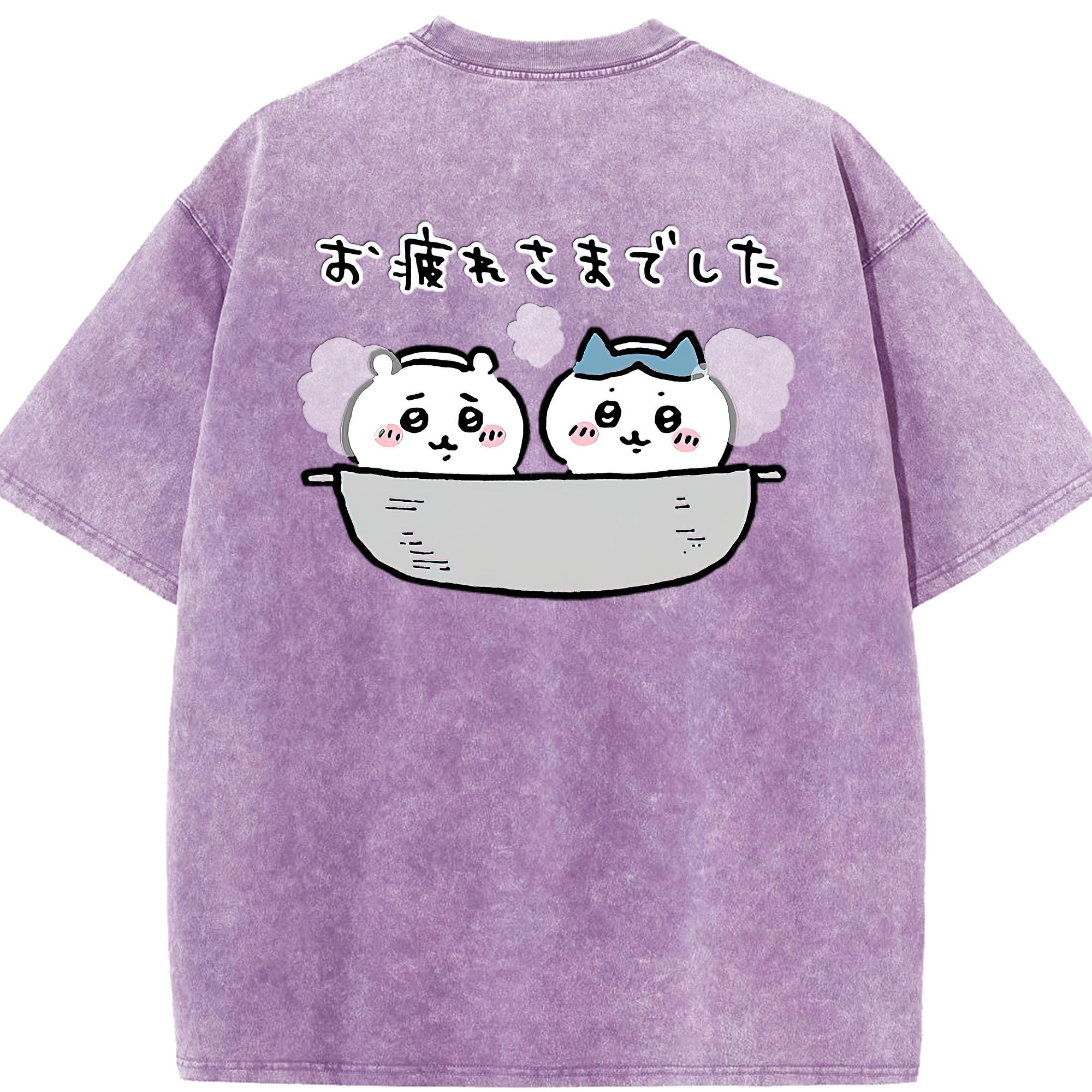 （画像用） ちいかわ ハチワレ Chii-kawa hachiware 綿100% ヴィンテージ風 半袖Tシャツ（背面プリント）