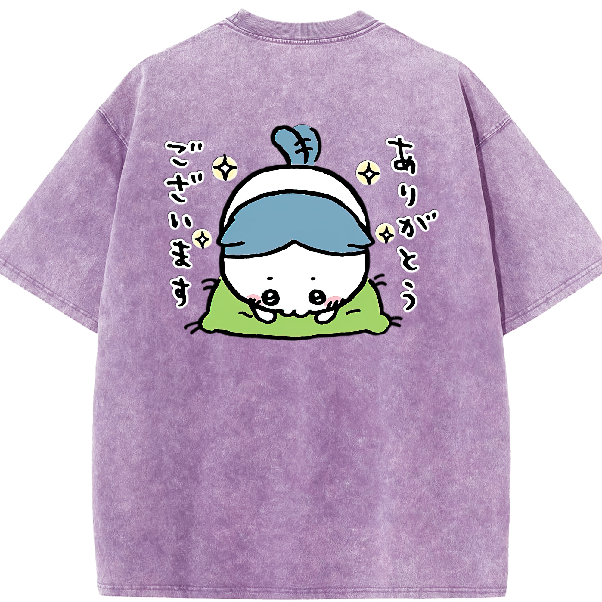 （画像用） ちいかわ ハチワレ Chii-kawa hachiware 綿100% ヴィンテージ風 半袖Tシャツ（背面プリント）