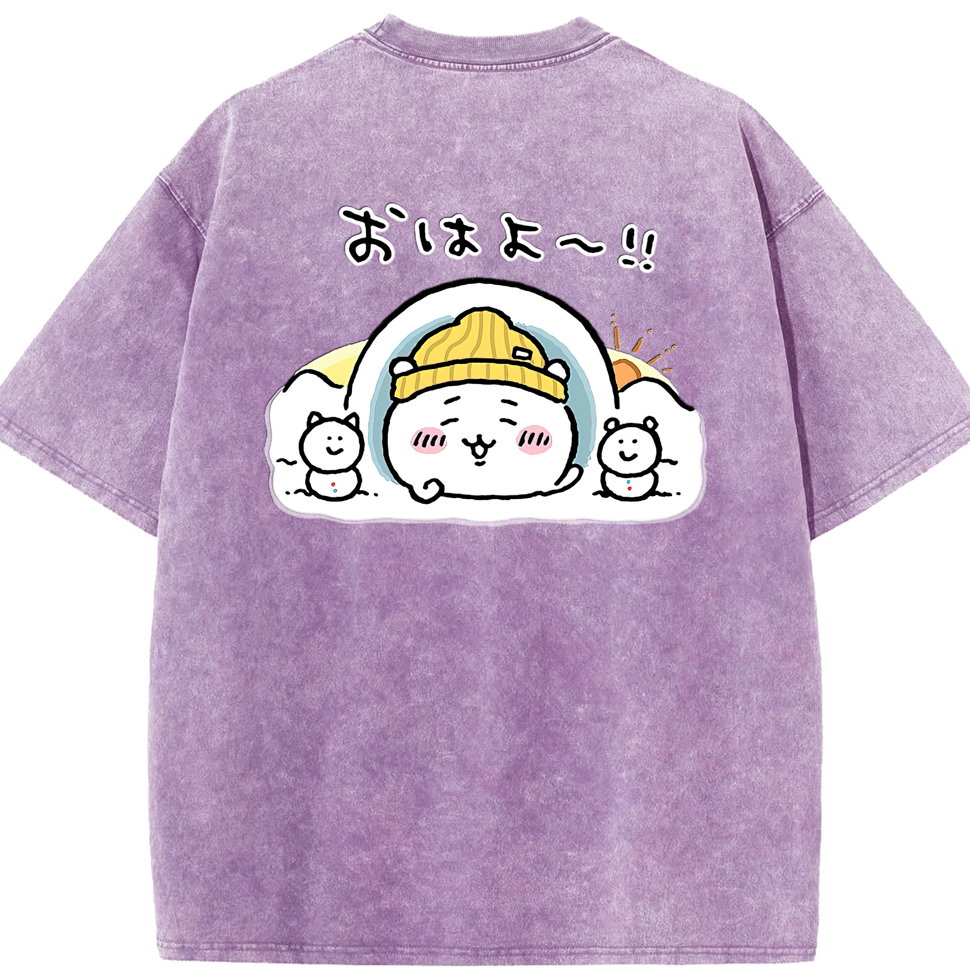 （画像用） ちいかわ ちいかわ Chii-kawa chiikawa 綿100% ヴィンテージ風 半袖Tシャツ（背面プリント）