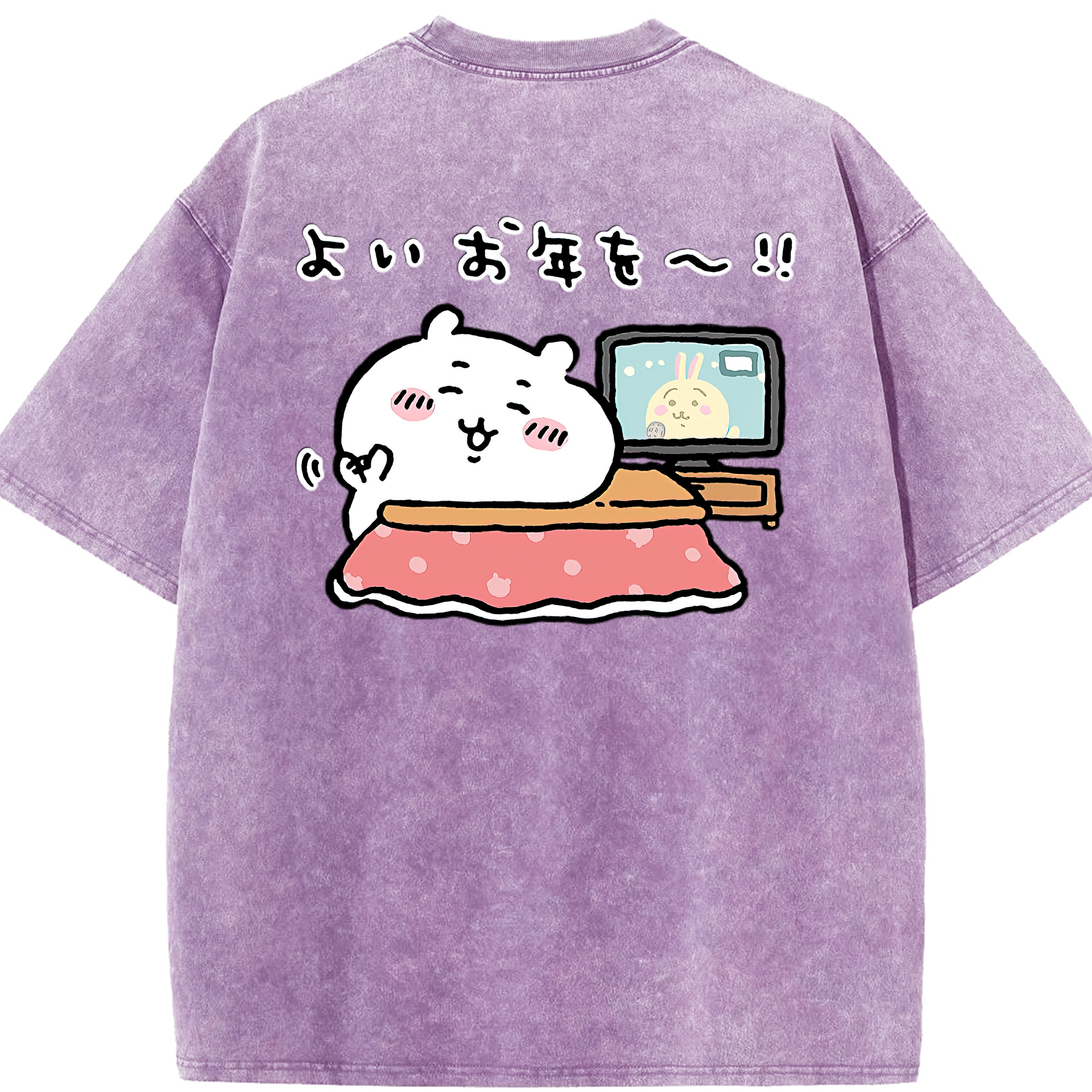 （画像用） ちいかわ ちいかわ Chii-kawa chiikawa 綿100% ヴィンテージ風 半袖Tシャツ（背面プリント）