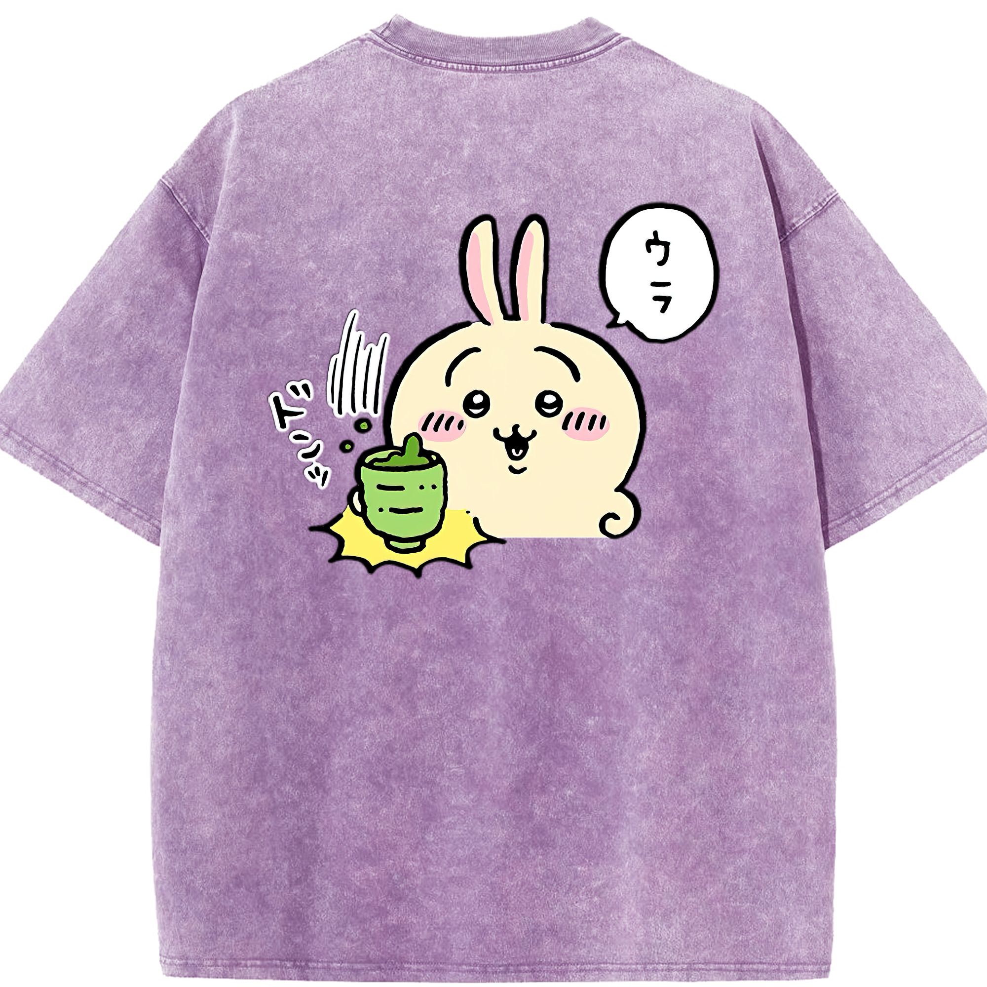 （画像用） ちいかわ うさぎ Chii-kawa usagi 綿100% ヴィンテージ風 半袖Tシャツ（背面プリント）