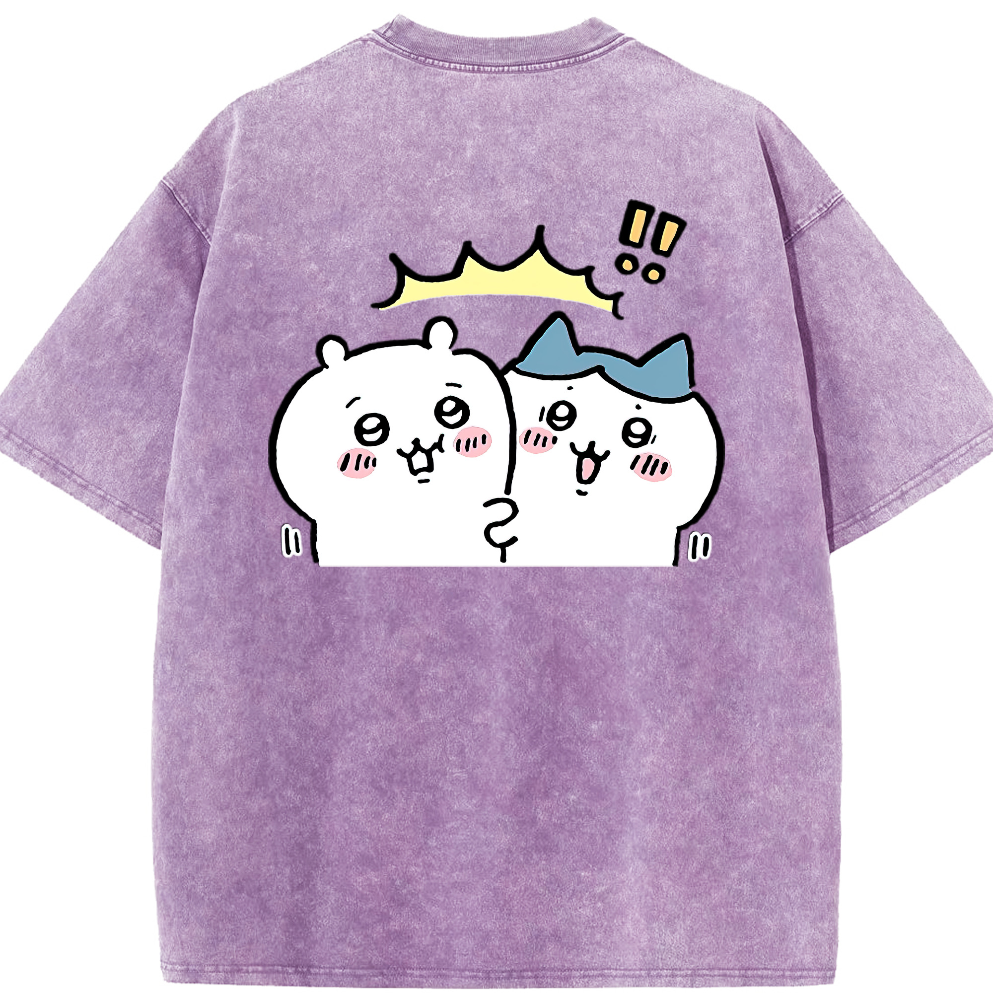 （画像用） ちいかわ ハチワレ Chii-kawa hachiware 綿100% ヴィンテージ風 半袖Tシャツ（背面プリント）