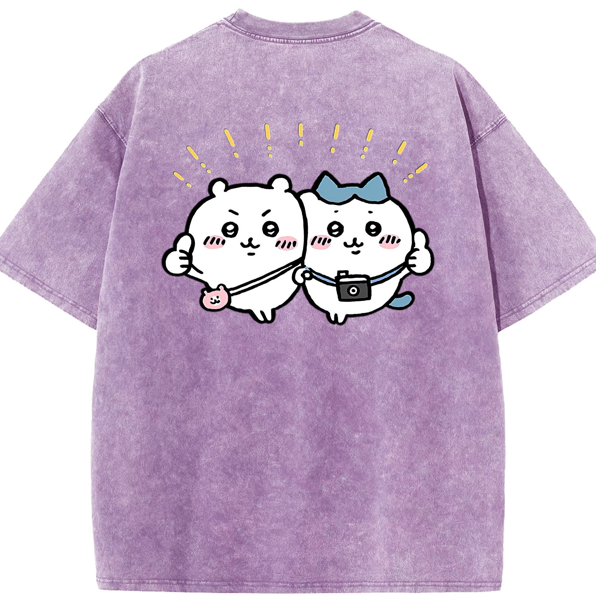 （画像用） ちいかわ ちいかわ Chii-kawa chiikawa 綿100% ヴィンテージ風 半袖Tシャツ（背面プリント）
