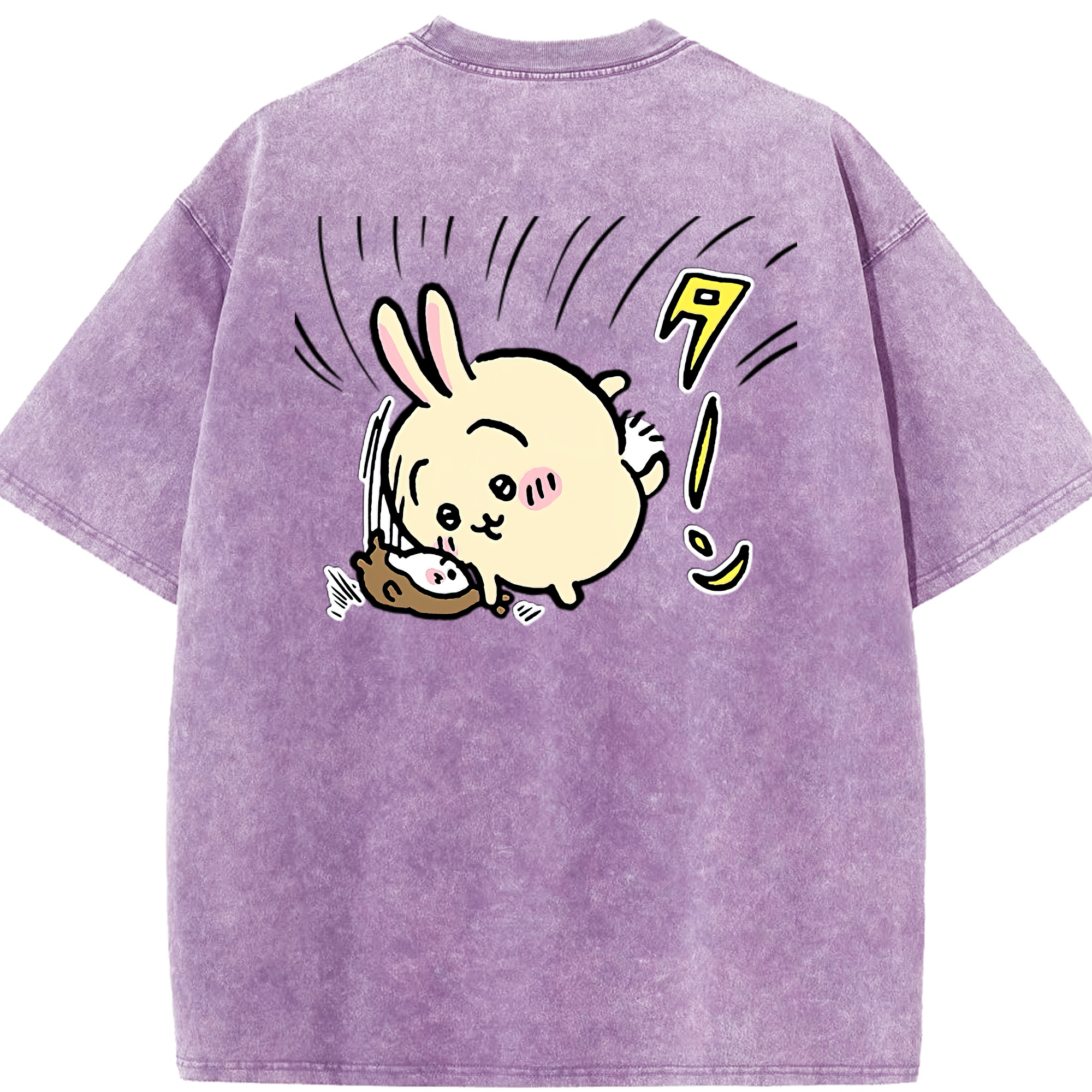 （画像用） ちいかわ うさぎ Chii-kawa usagi 綿100% ヴィンテージ風 半袖Tシャツ（背面プリント）