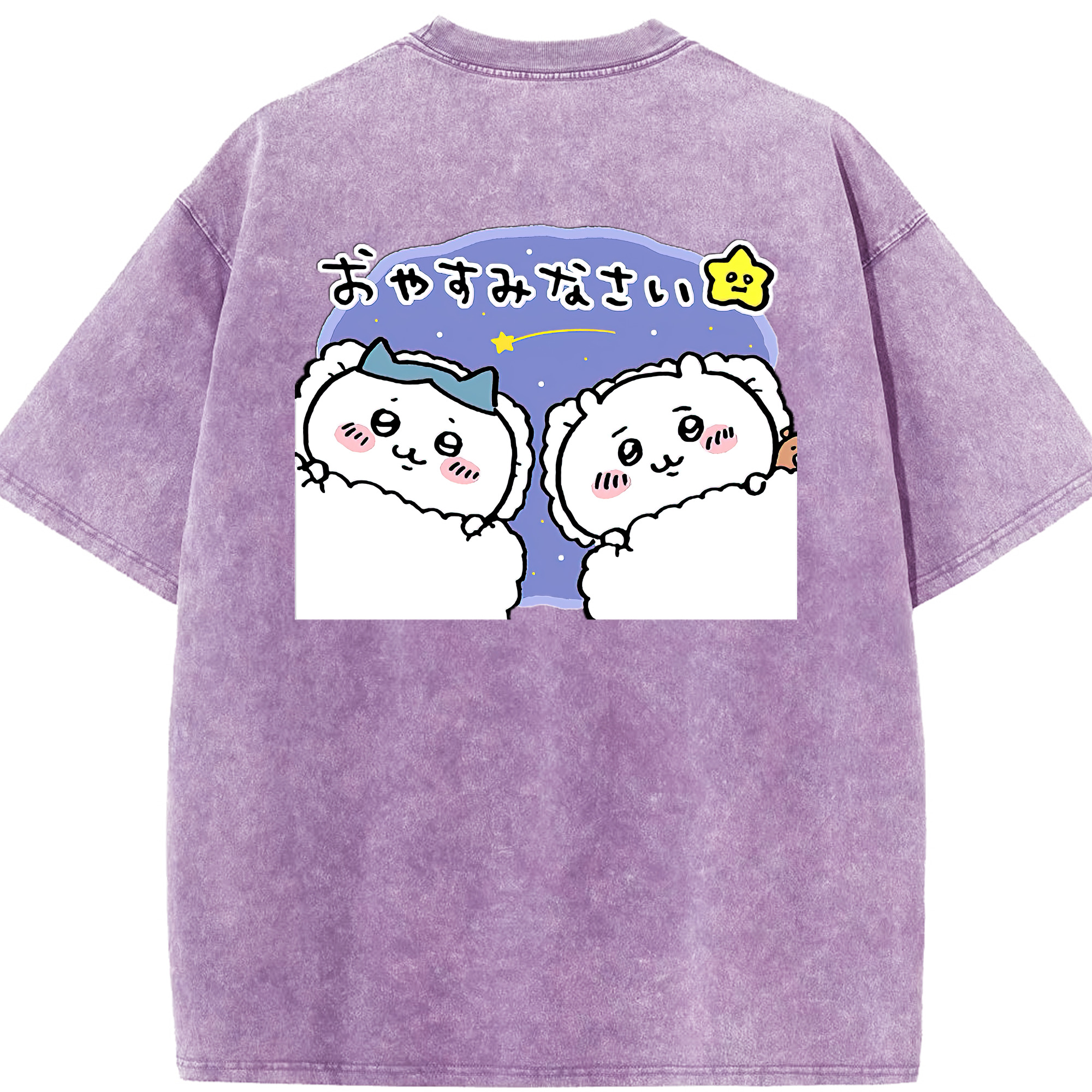 （画像用） ちいかわ ハチワレ Chii-kawa hachiware 綿100% ヴィンテージ風 半袖Tシャツ（背面プリント）