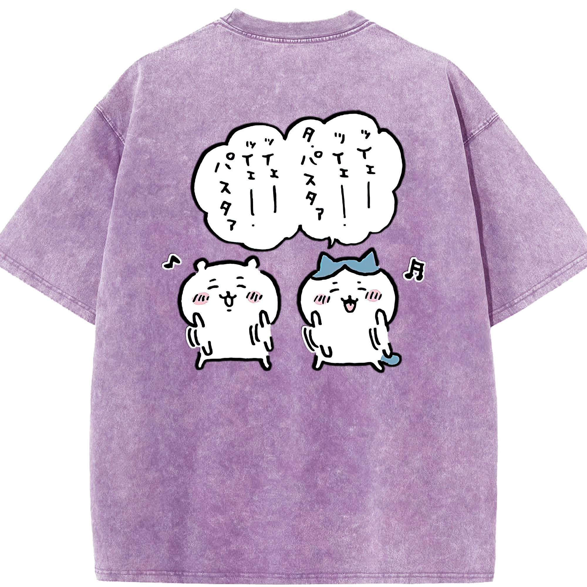 （画像用） ちいかわ ハチワレ Chii-kawa hachiware 綿100% ヴィンテージ風 半袖Tシャツ（背面プリント）