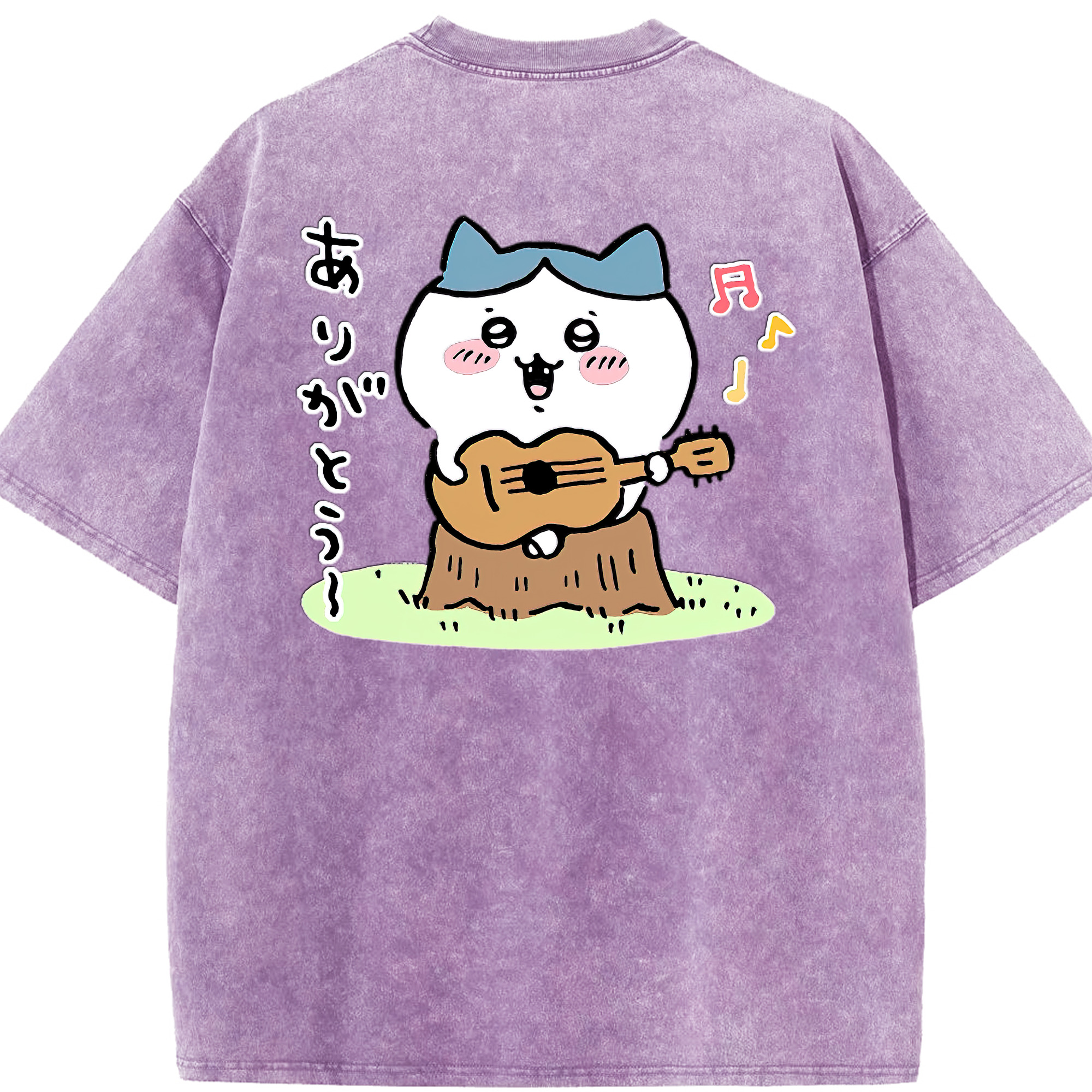 （画像用） ちいかわ ハチワレ Chii-kawa hachiware 綿100% ヴィンテージ風 半袖Tシャツ（背面プリント）