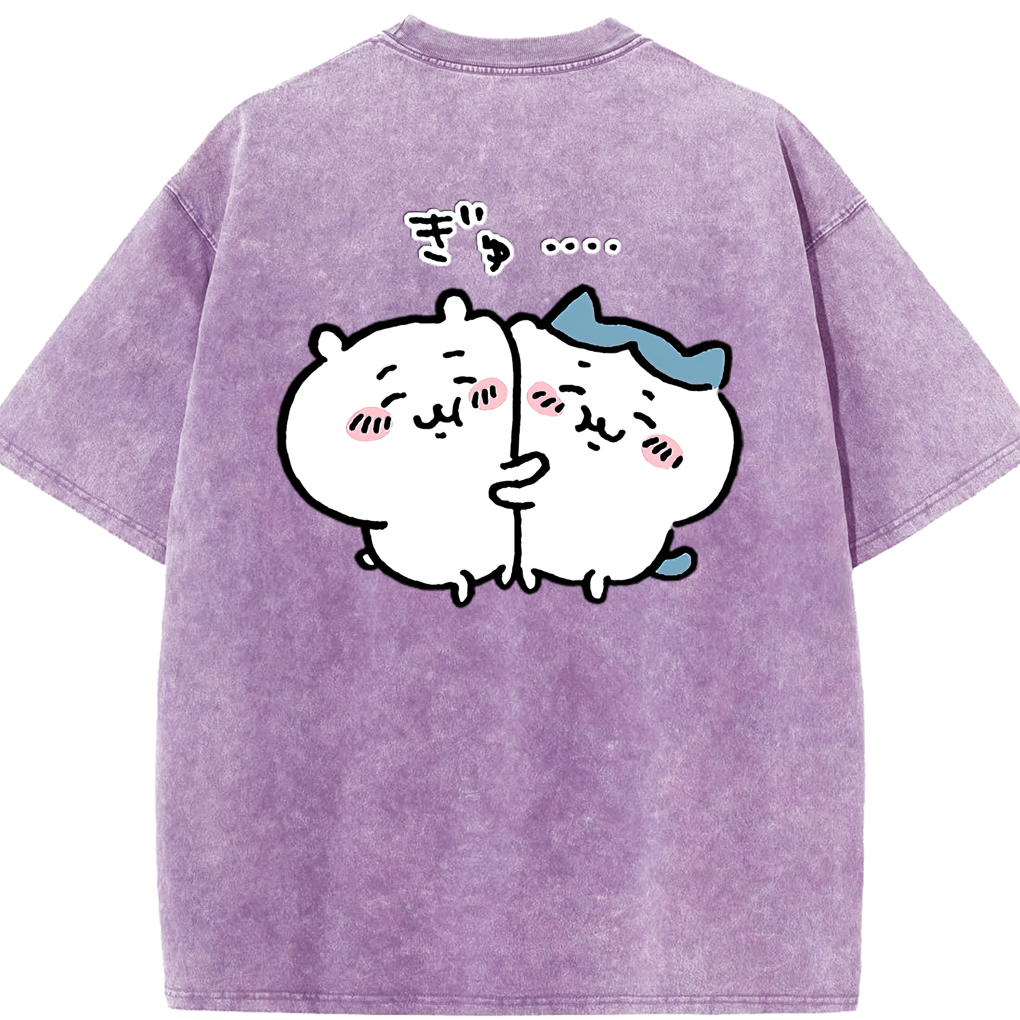 （画像用） ちいかわ ハチワレ Chii-kawa hachiware 綿100% ヴィンテージ風 半袖Tシャツ（背面プリント）