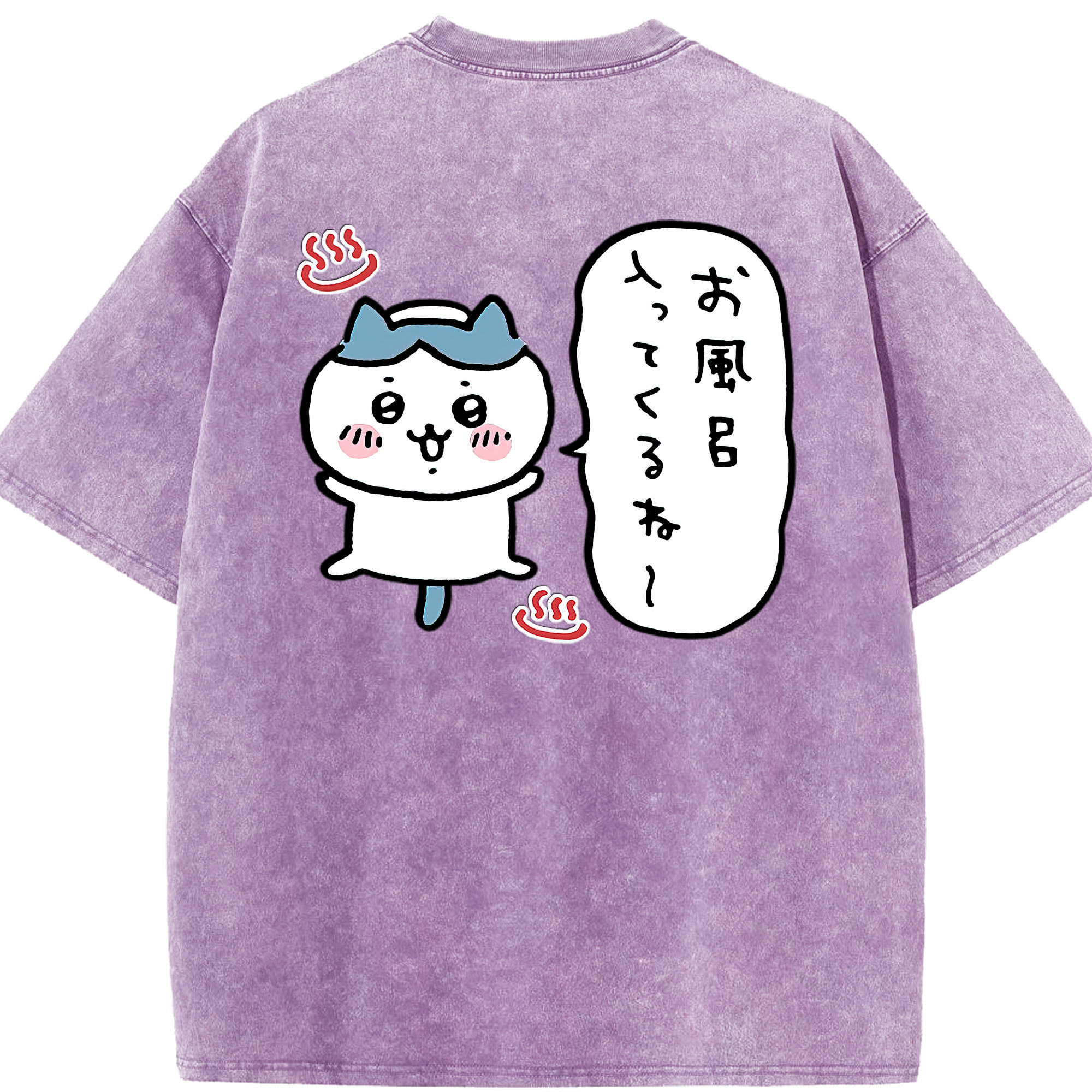 （画像用） ちいかわ ハチワレ Chii-kawa hachiware 綿100% ヴィンテージ風 半袖Tシャツ（背面プリント）