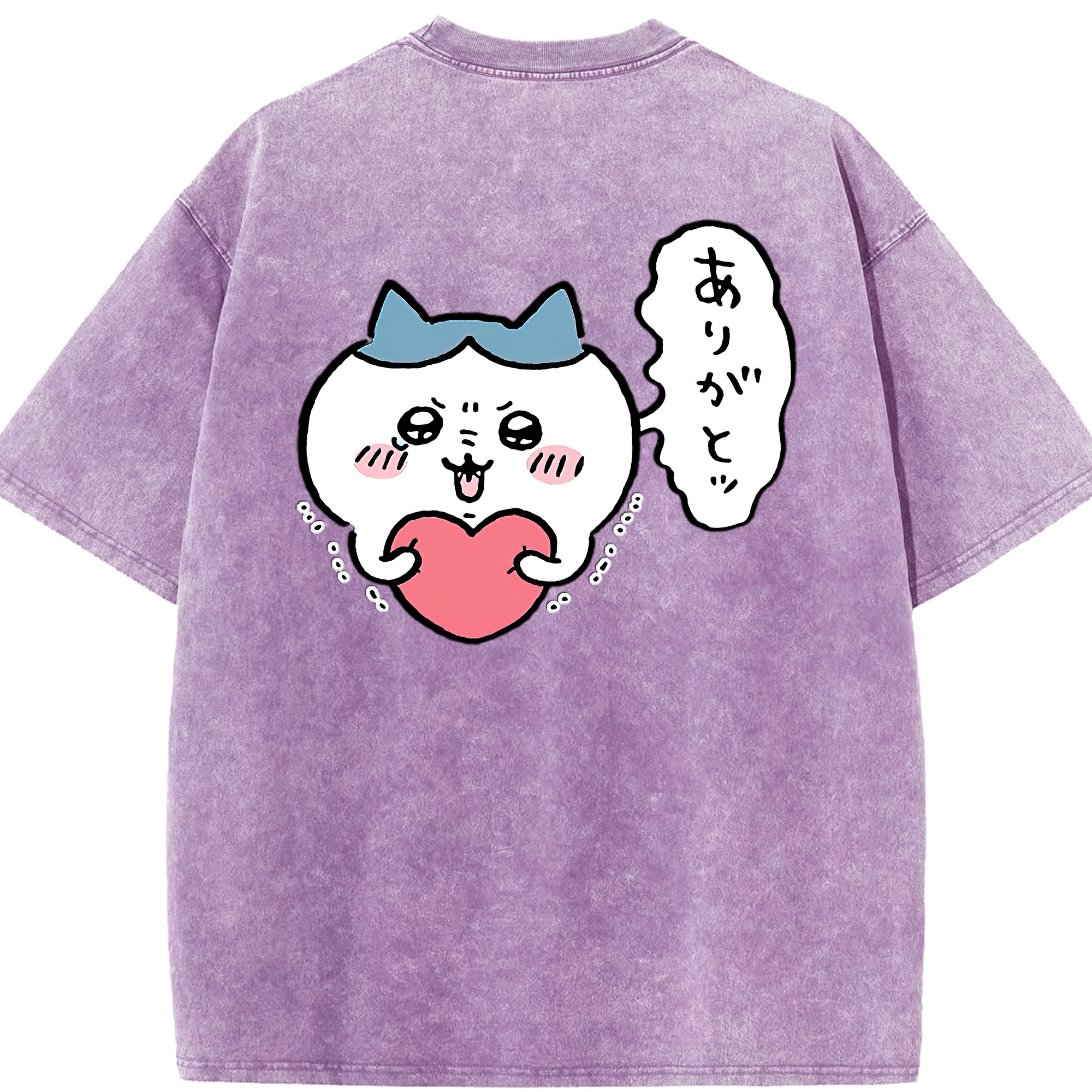 （画像用） ちいかわ ハチワレ Chii-kawa hachiware 綿100% ヴィンテージ風 半袖Tシャツ（背面プリント）