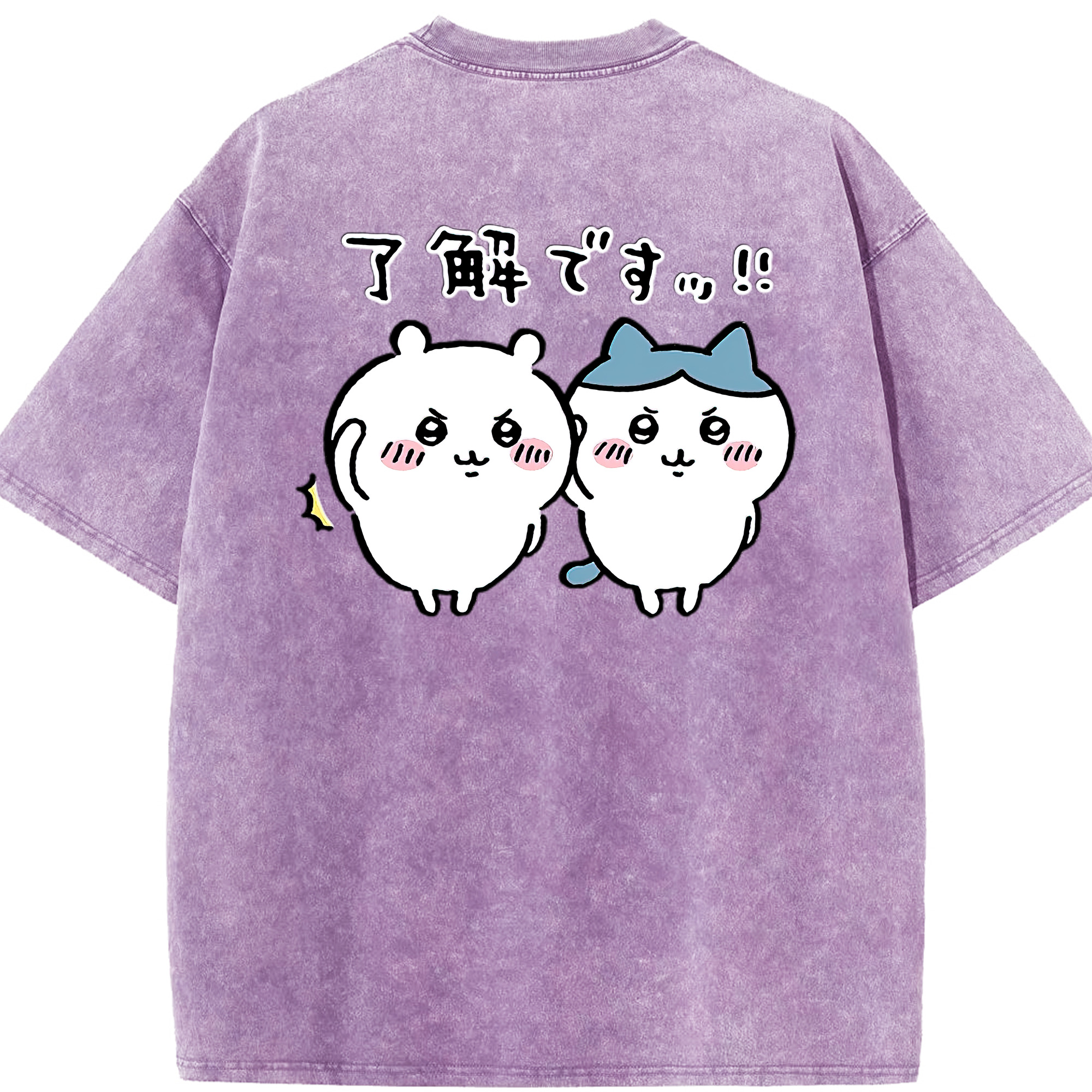（画像用） ちいかわ ハチワレ Chii-kawa hachiware 綿100% ヴィンテージ風 半袖Tシャツ（背面プリント）
