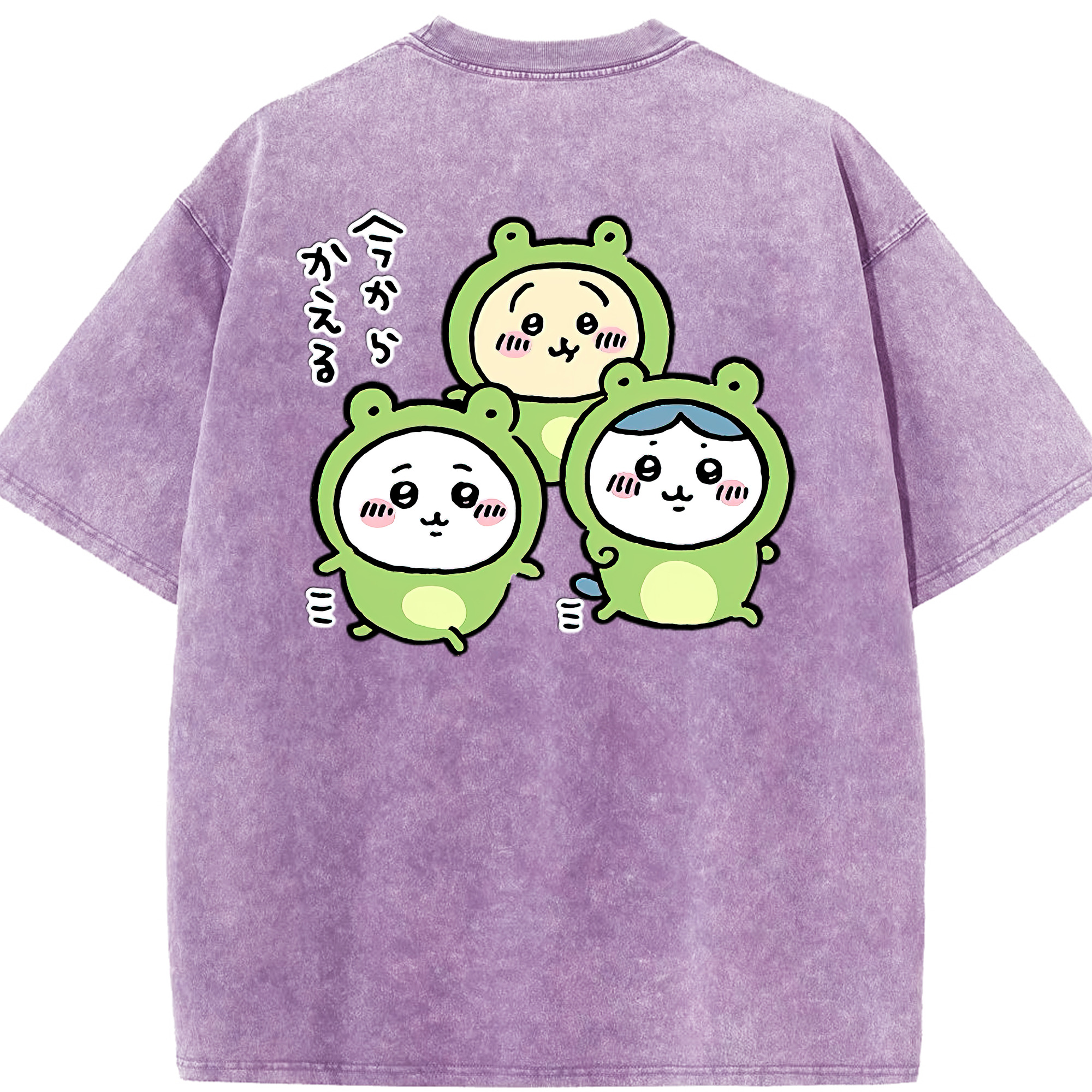 （画像用） ちいかわ ハチワレ Chii-kawa hachiware 綿100% ヴィンテージ風 半袖Tシャツ（背面プリント）