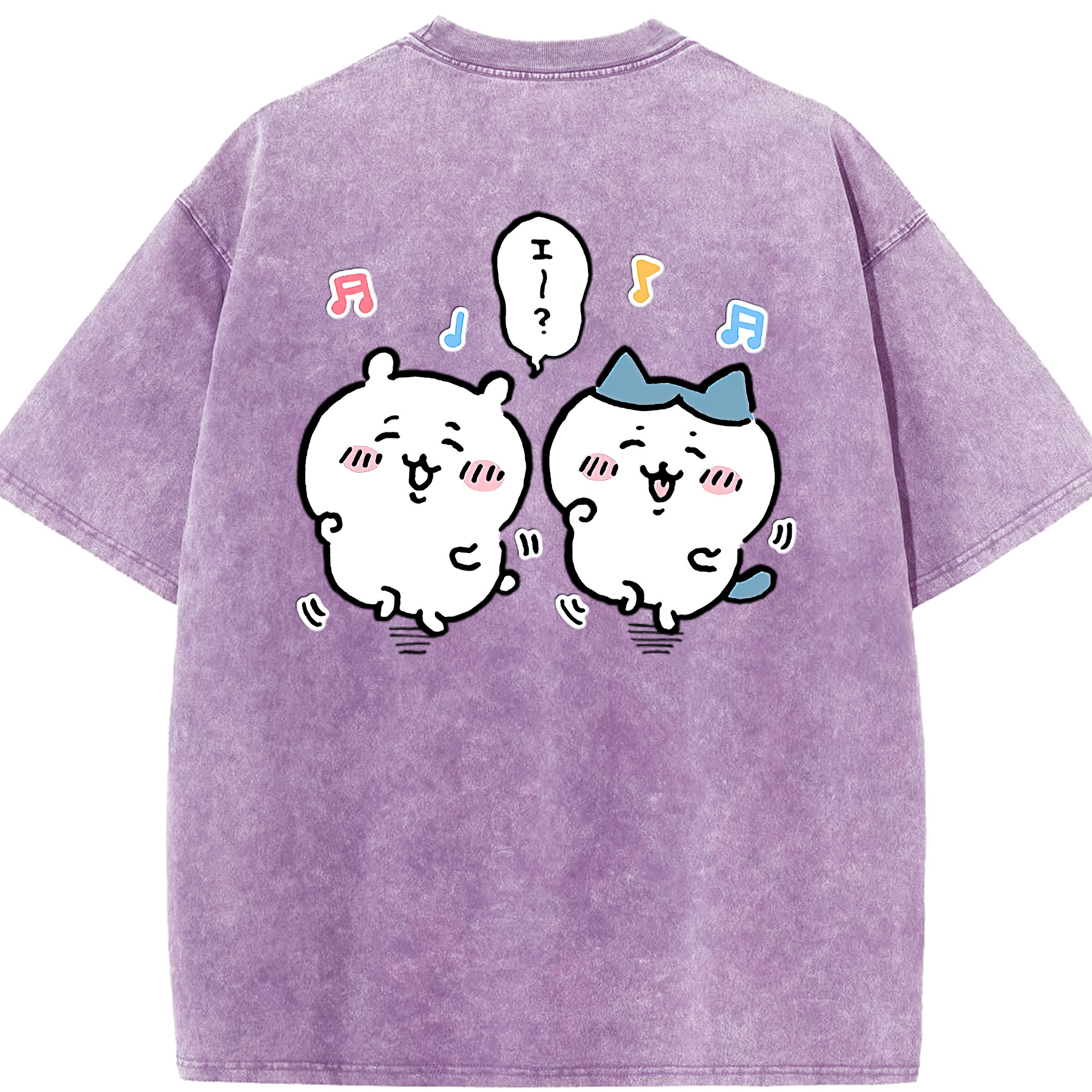 （画像用） ちいかわ ハチワレ Chii-kawa hachiware 綿100% ヴィンテージ風 半袖Tシャツ（背面プリント）