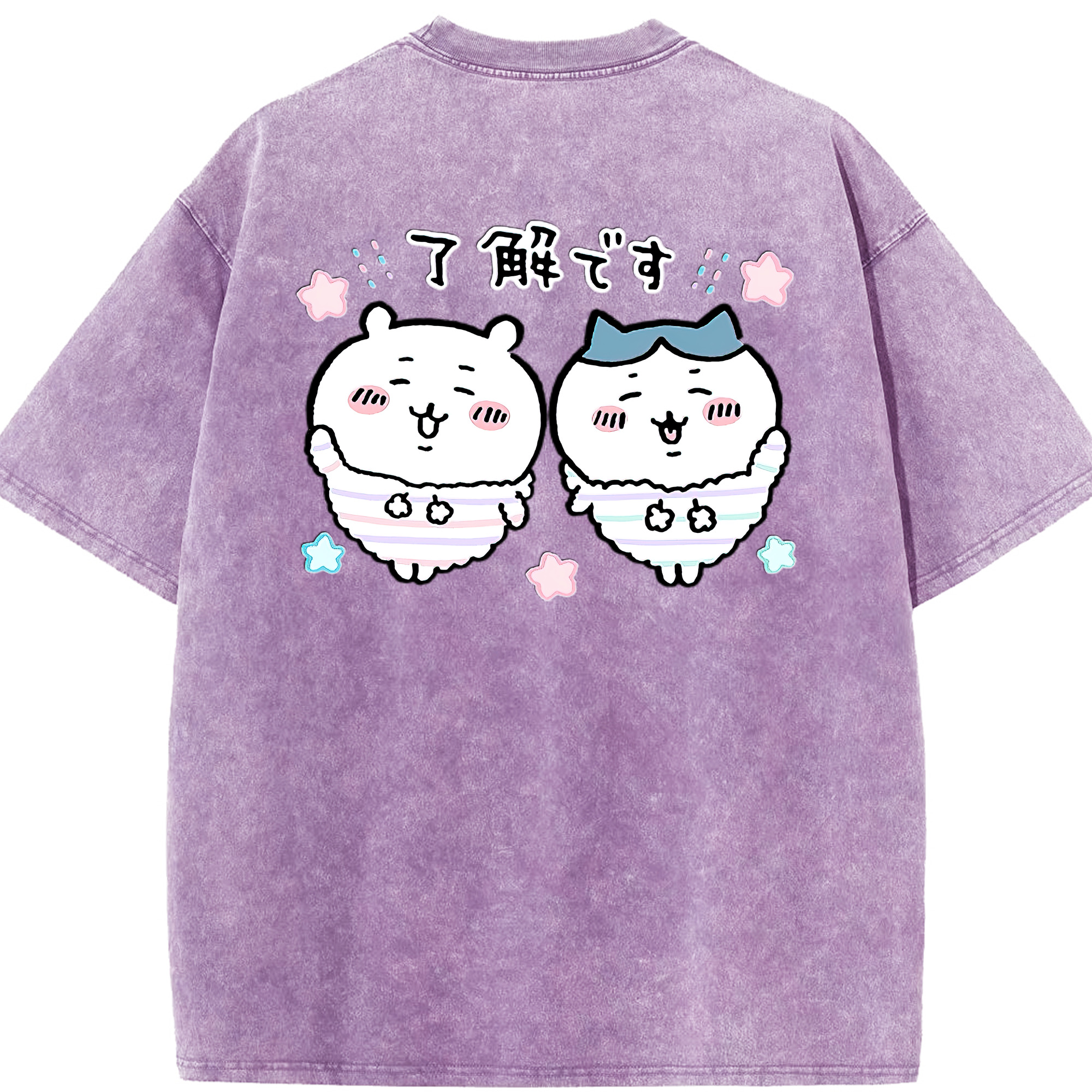 （画像用） ちいかわ ハチワレ Chii-kawa hachiware 綿100% ヴィンテージ風 半袖Tシャツ（背面プリント）
