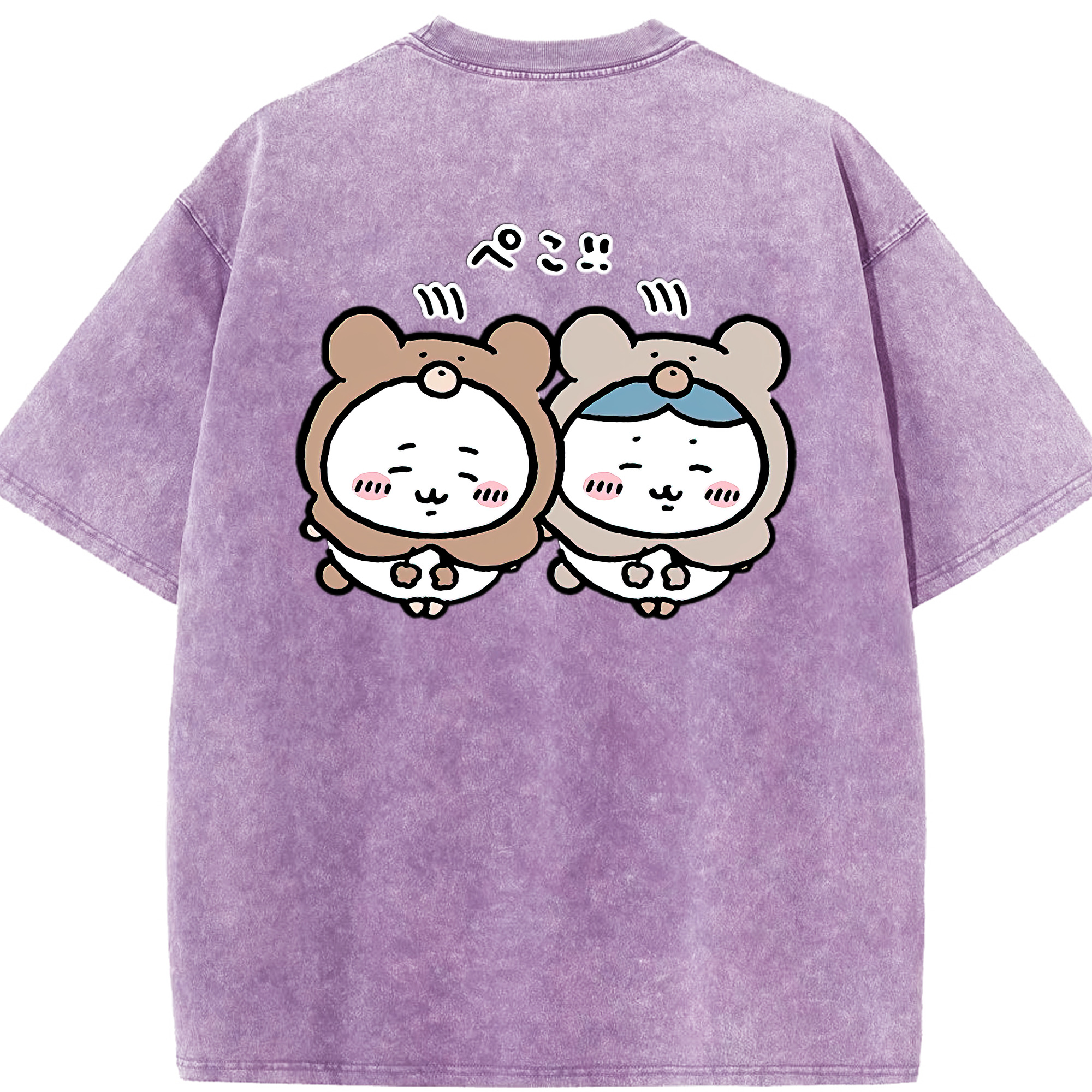（画像用） ちいかわ ハチワレ Chii-kawa hachiware 綿100% ヴィンテージ風 半袖Tシャツ（背面プリント）