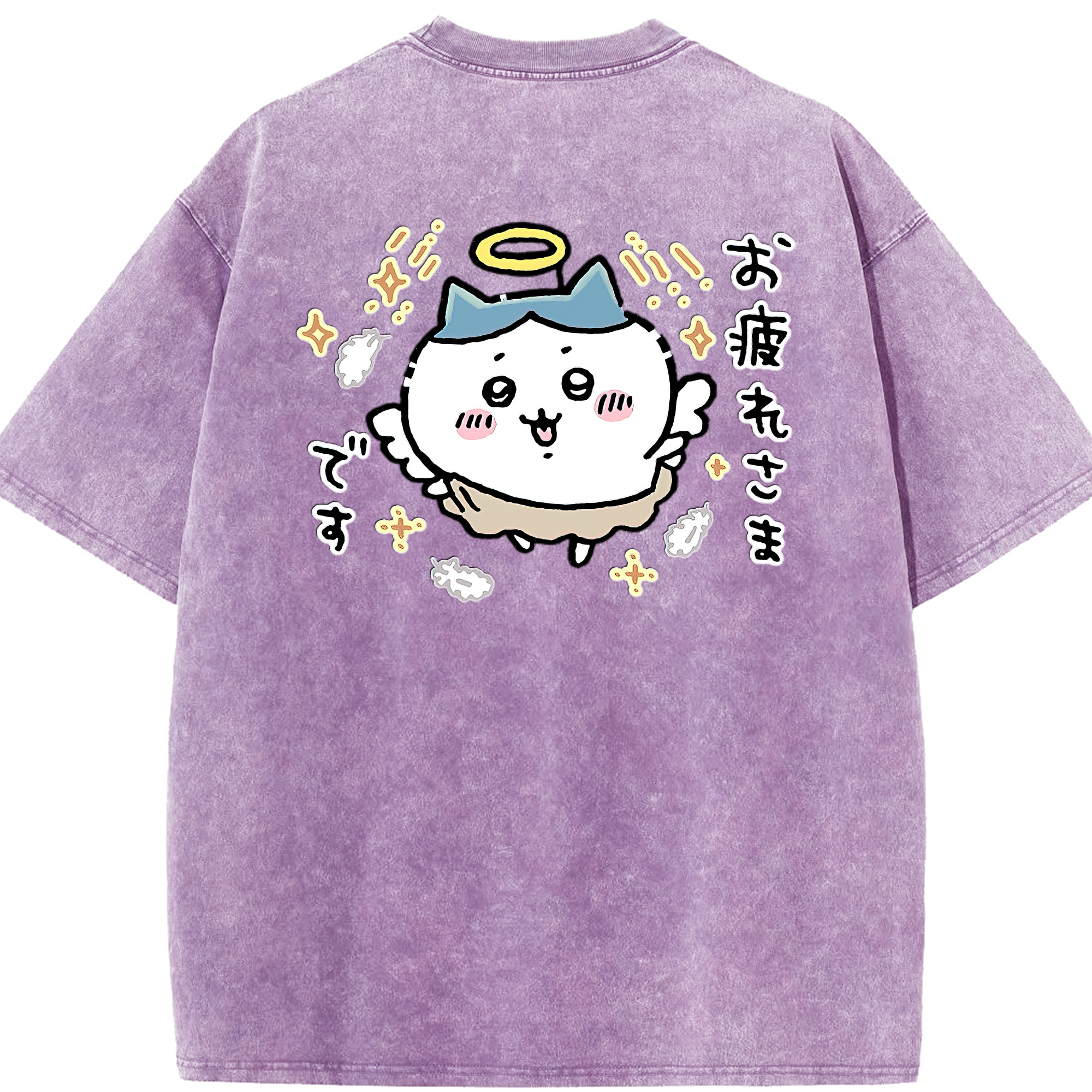 （画像用） ちいかわ ハチワレ Chii-kawa hachiware 綿100% ヴィンテージ風 半袖Tシャツ（背面プリント）