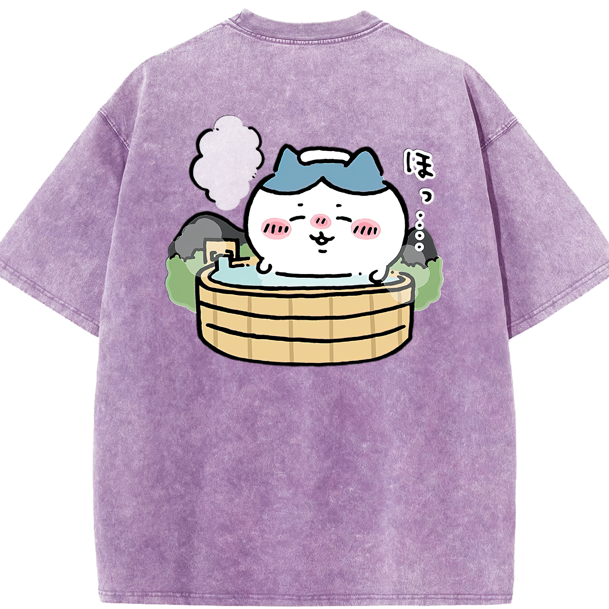 （画像用） ちいかわ ハチワレ Chii-kawa hachiware 綿100% ヴィンテージ風 半袖Tシャツ（背面プリント）